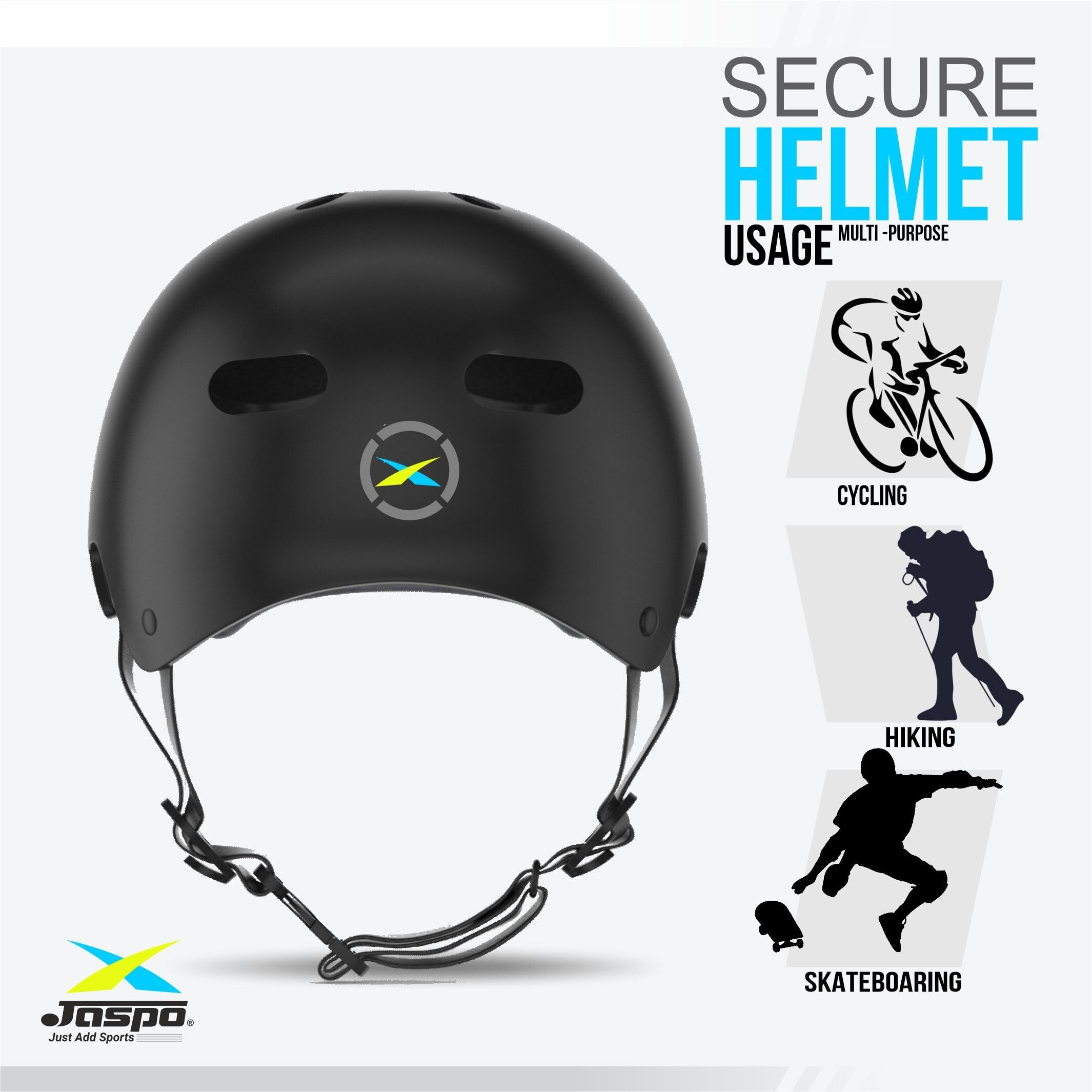 Jaspo Secure Sports Helmet for Cycling, Skating, Skateboarding - for All Age Groups (XS, Grey)