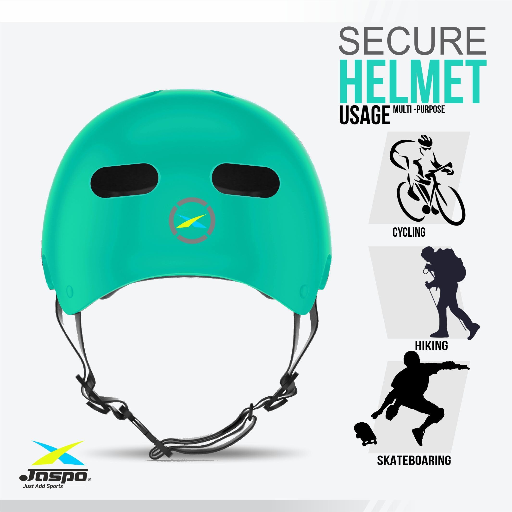 Jaspo Secure Sports Helmet for Cycling, Skating, Skateboarding - for All Age Groups (XS, Cyan)
