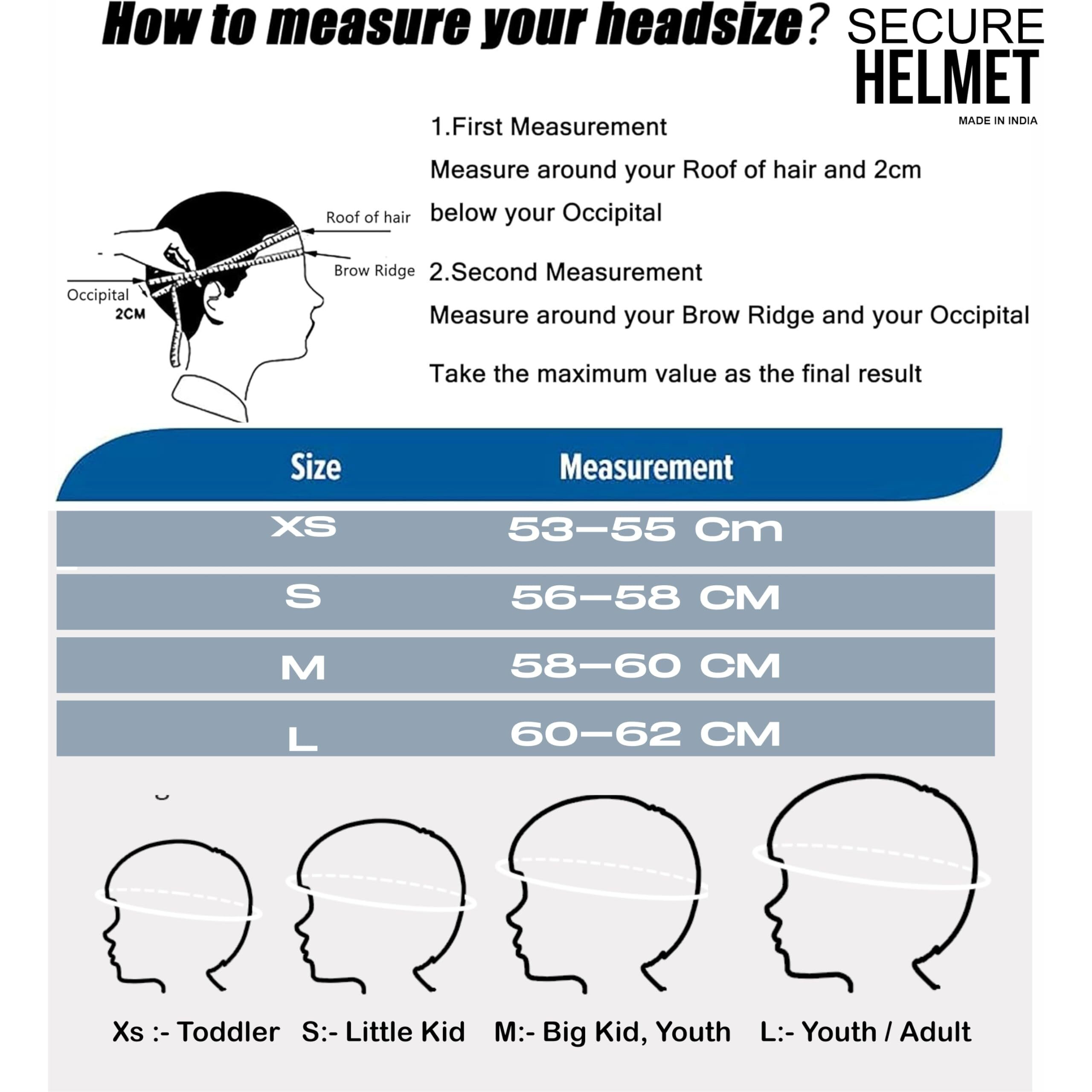 Jaspo Secure Sports Helmet for Cycling, Skating, Skateboarding - for All Age Groups (XS, Blue)