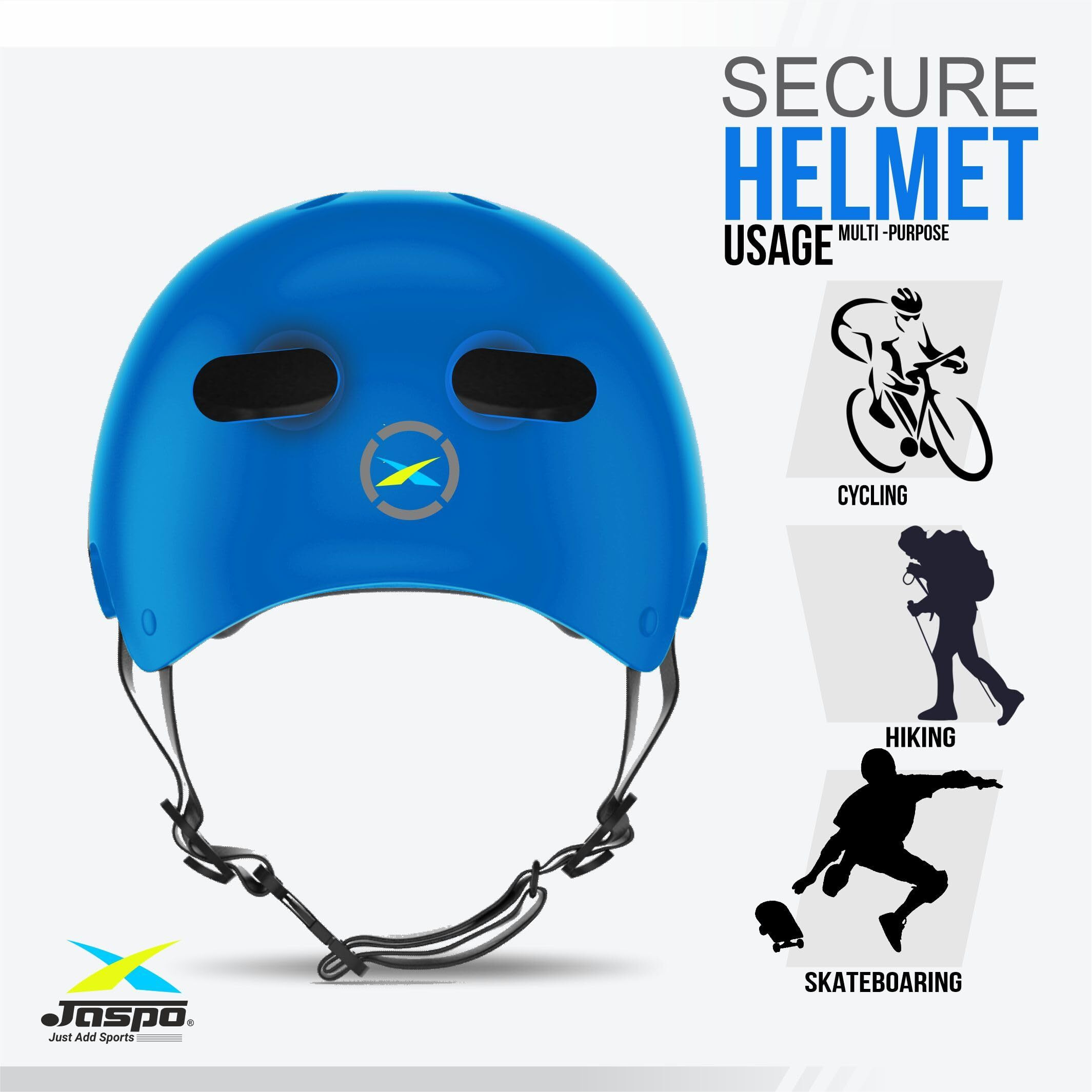Jaspo Secure Sports Helmet for Cycling, Skating, Skateboarding - for All Age Groups (XS, Blue)