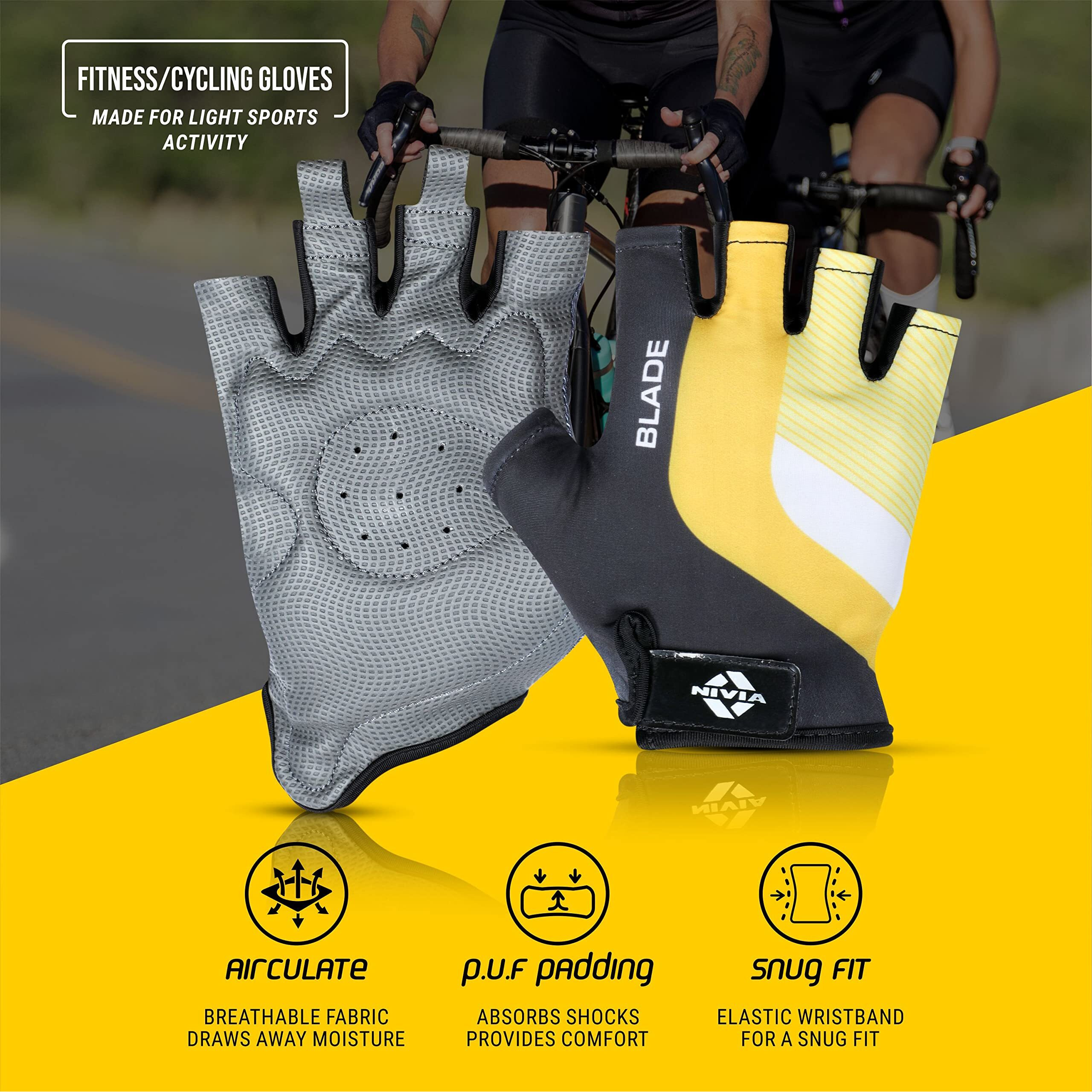 Nivia Blade Fitness Sports Gloves for Men & Women, Gloves Gym Workout & Accessories Men, Men Workout Sports & Fitness Gloves, Hand Gloves Gym Men, Grip Gloves, Exercise Gloves (Small) - Yellow