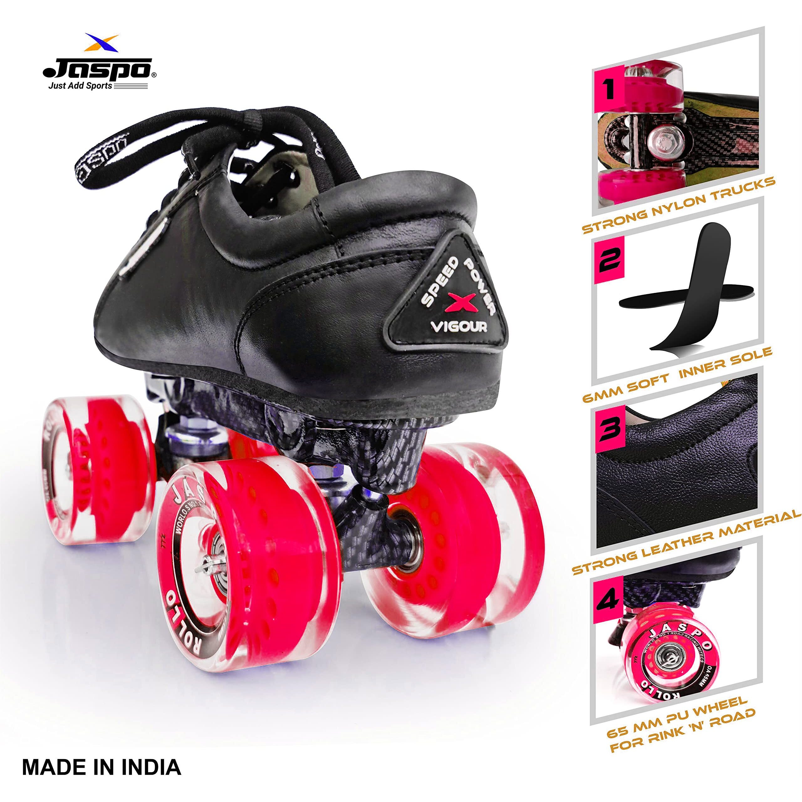 jaspo Unisex Pro Hyper Quad Outdoor Wheel Shoe Skates (2 Uk(Foot Length 22.5 Cms), Red)