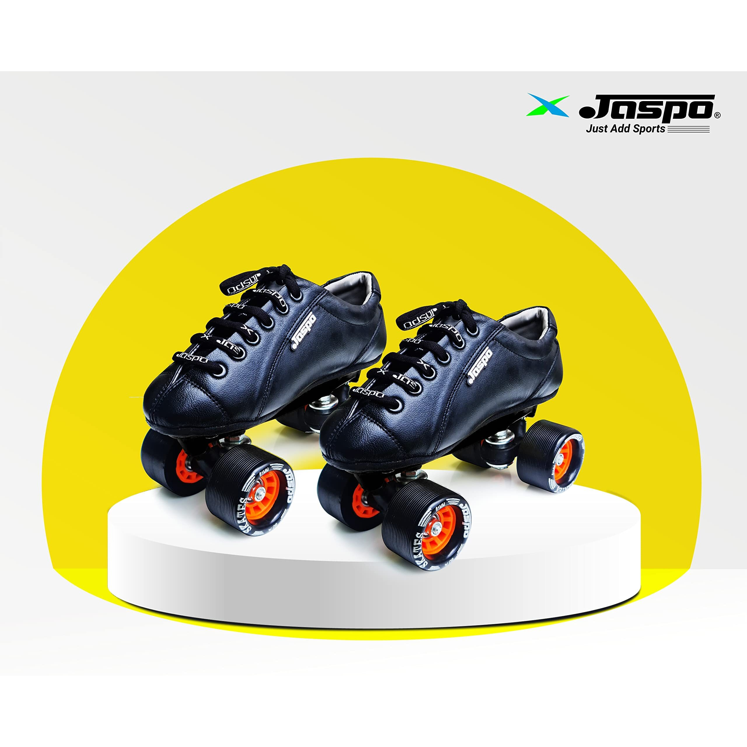 jaspo Unisex Sprint Pro 10 Quad Shoes Fixed Body Outdoor Wheel Roller Skates Approximate For Beginners&Intermediates For Practice&Training Purpose For(All Age Group)(5 Uk(Foot Length 25 Cms),Orange)