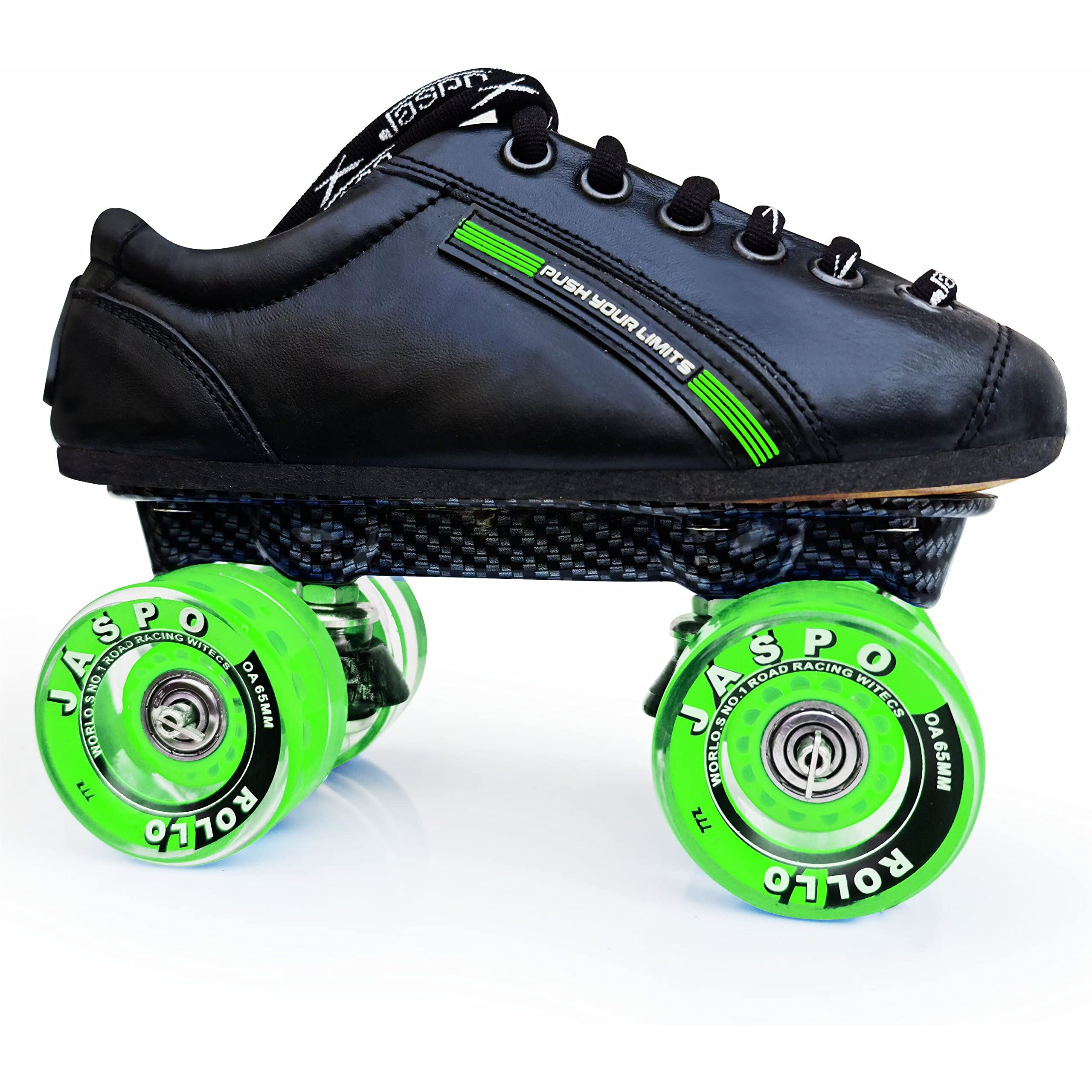 jaspo Unisex Pro Hyper Quad Outdoor Wheel Shoe Skates (4 Uk(Foot Length 24.5 Cms), Green)