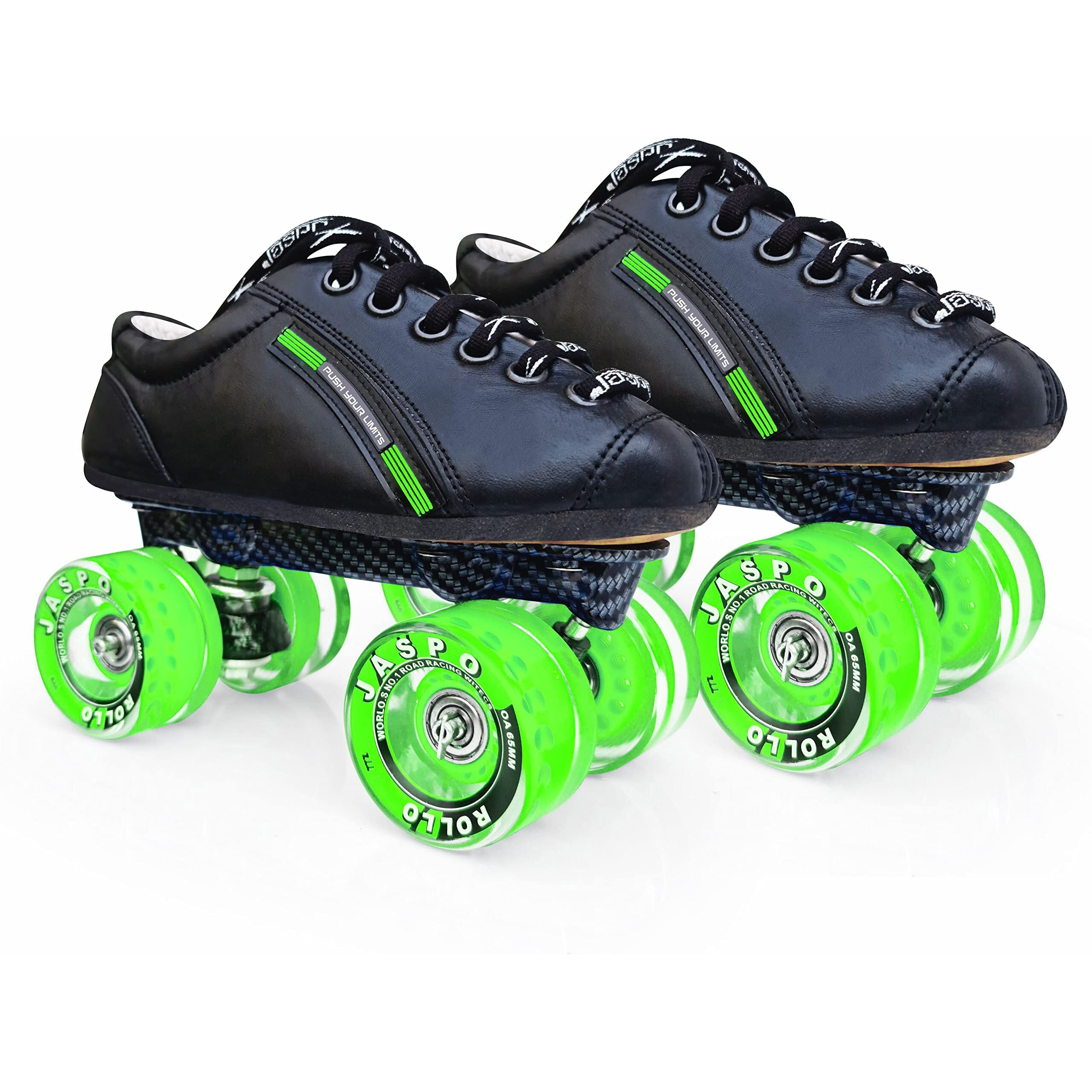 jaspo Unisex Pro Hyper Quad Outdoor Wheel Shoe Skates (4 Uk(Foot Length 24.5 Cms), Green)