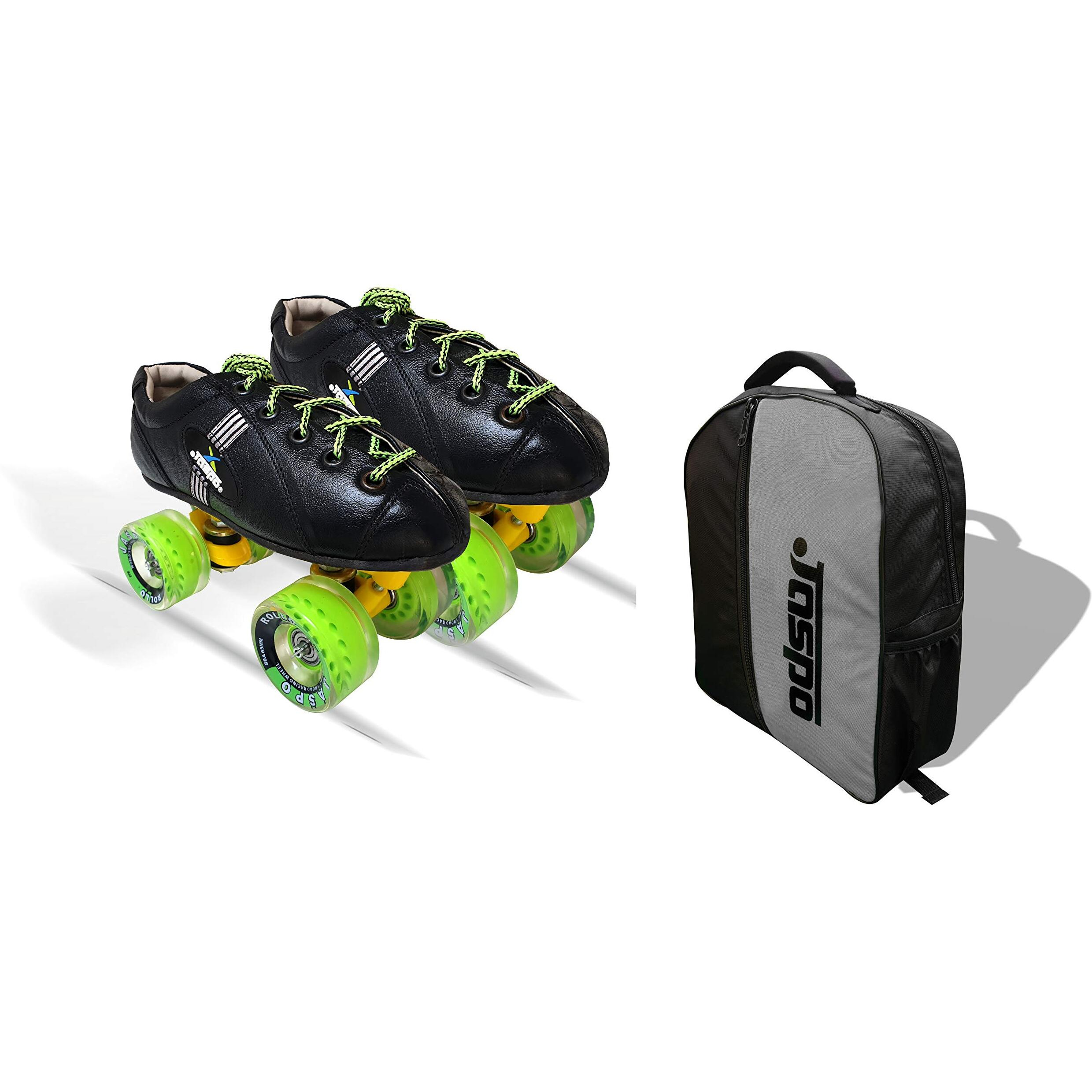 jaspo Unisex Pro Hyper Quad Outdoor Wheel Shoe Skates (6 Uk(Foot Length 26 Cms), Green)