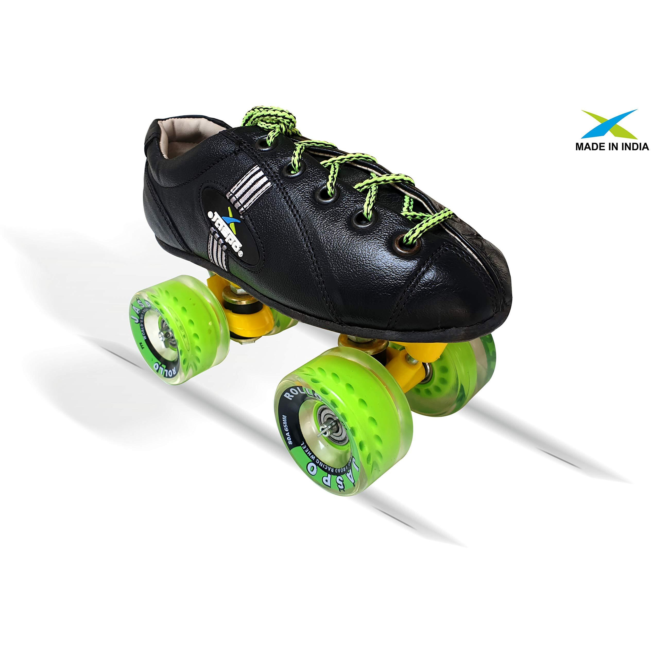 jaspo Unisex Pro Hyper Quad Outdoor Wheel Shoe Skates (6 Uk(Foot Length 26 Cms), Green)