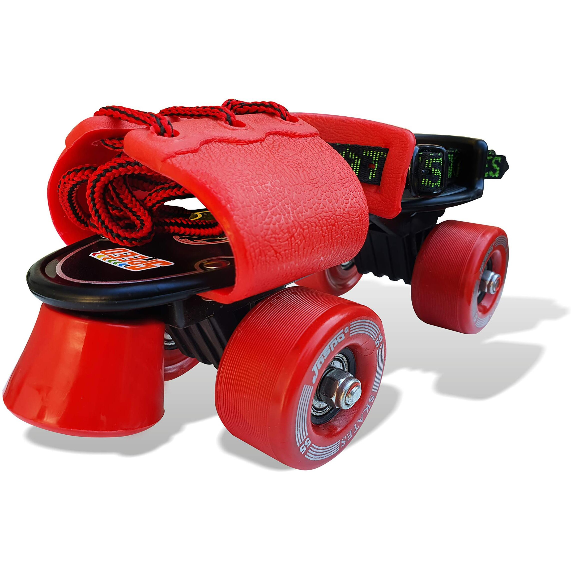 Jaspo Tenacity Adjustable Senior Roller Skates Suitable for Age Group 6 to 14 Years (red)