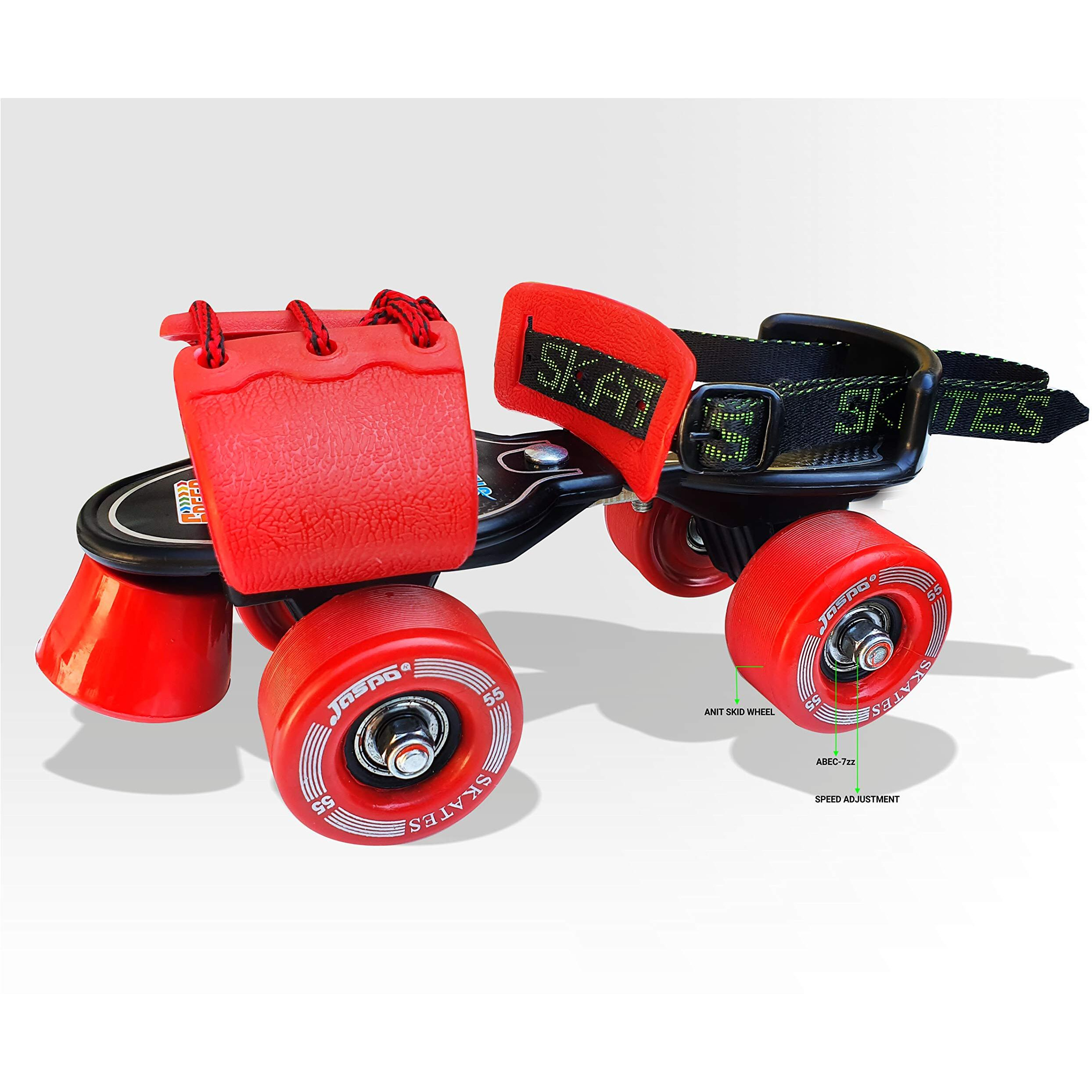Jaspo Tenacity Adjustable Senior Roller Skates Suitable for Age Group 6 to 14 Years (red)