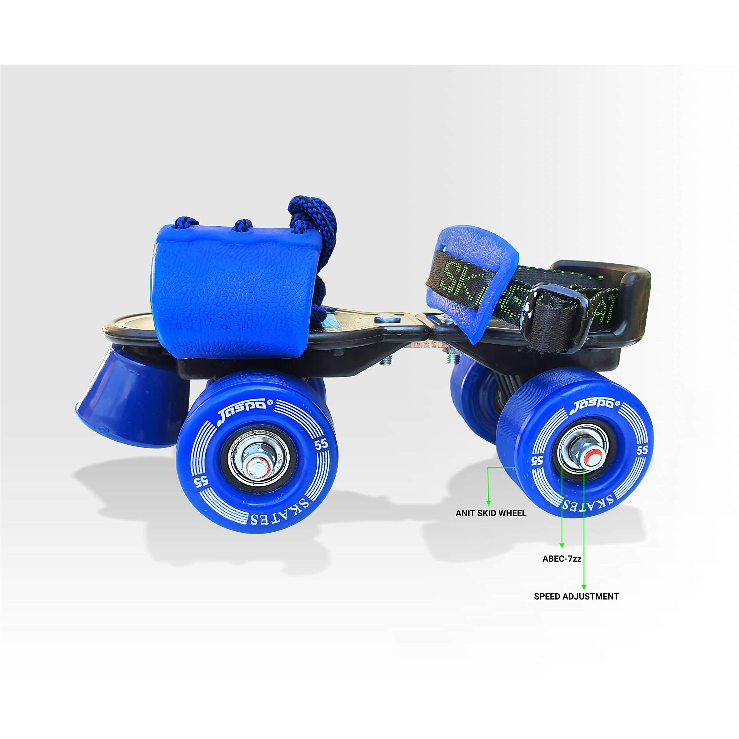 jaspo Unisex Tenacity Adjustable Senior Outdoor Wheel Roller Skates Suitable For Age Group 6 To 14 Years (Blue)