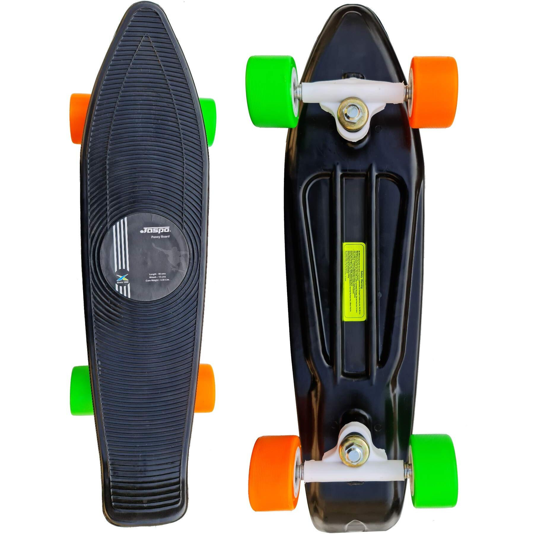 jaspo Kids Polypropylene Ride Penny Fiber Skateboard with Multicolour Wheel (Black, 22.5x5.5 Inch) UK
