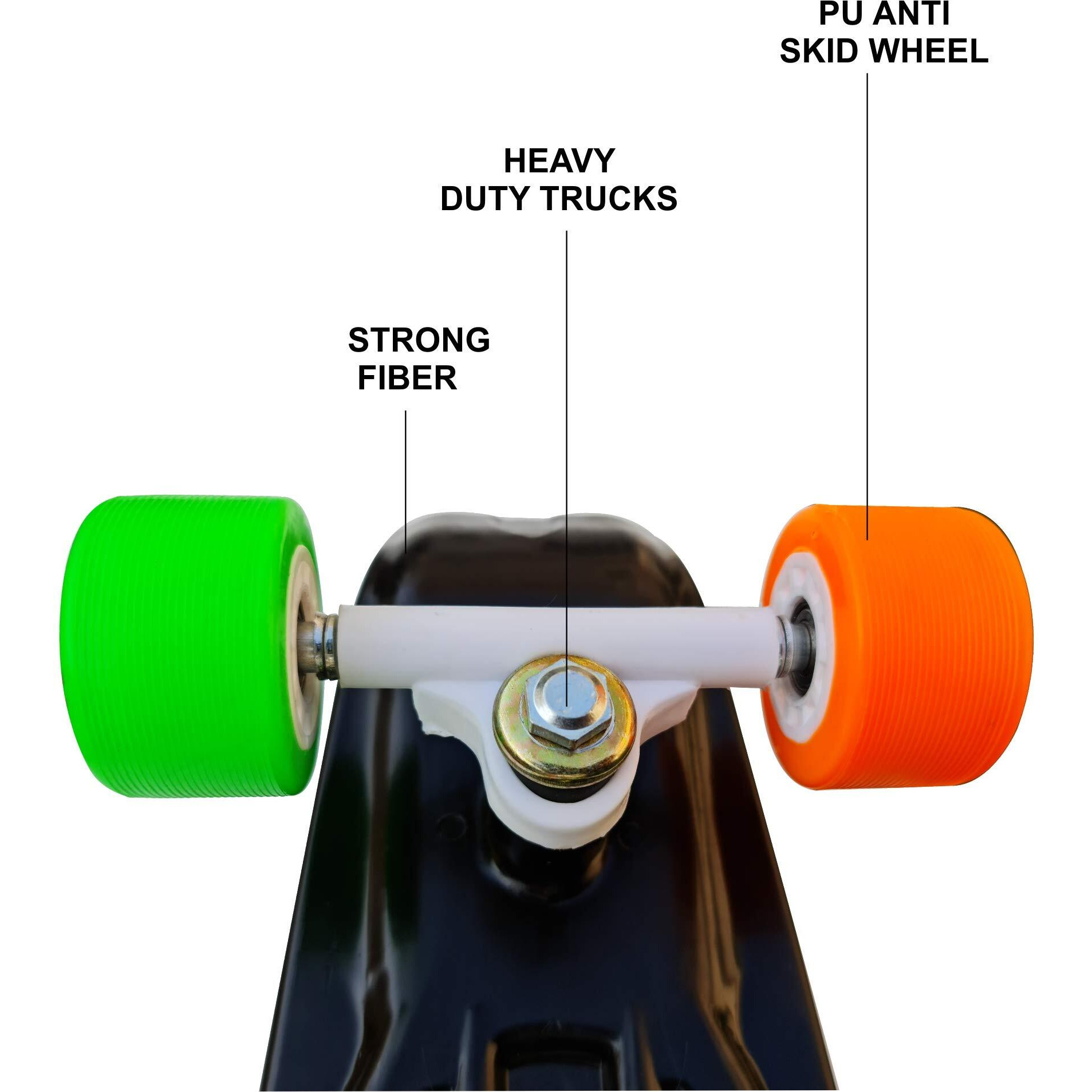 jaspo Kids Polypropylene Ride Penny Fiber Skateboard with Multicolour Wheel (Black, 22.5x5.5 Inch) UK