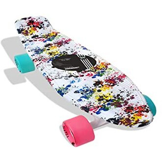 jaspo Polypropylene Cruiser Penny Board with Pink and Cyan Wheels (Multicolour, 22.5  * 5.5 )