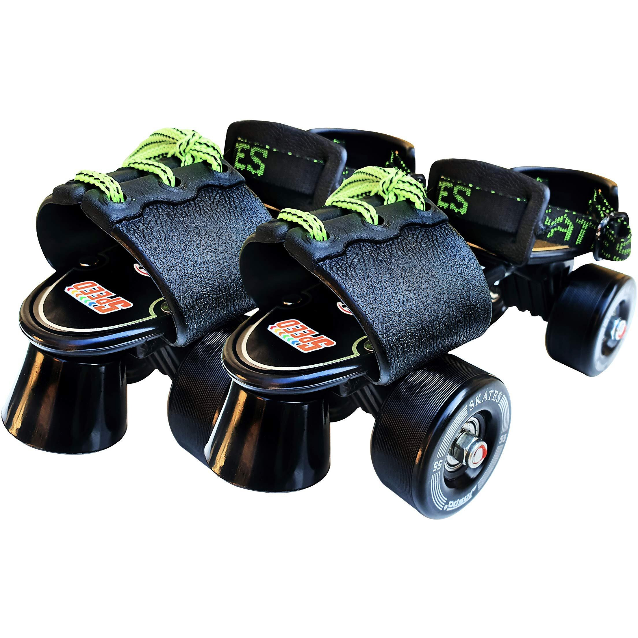 jaspo Unisex Tenacity Adjustable Senior Roller Skates Suitable For Age Group 6 To 14 Years (Black), Speed Wheel