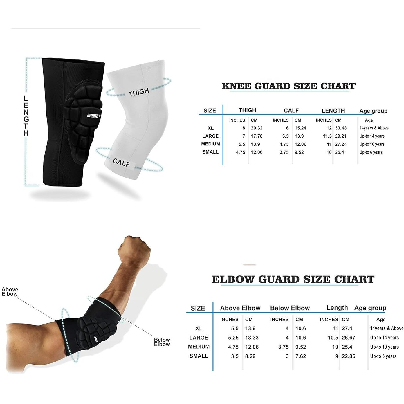 jaspo Protec-4 Safe Guards (Medium, Black) Knee and Elbow Guards Combo Includes 1 Pair of Each Designed for The Outdoor Sports, Dance, Cycling, Skating, Inline Skating, Skateboarding