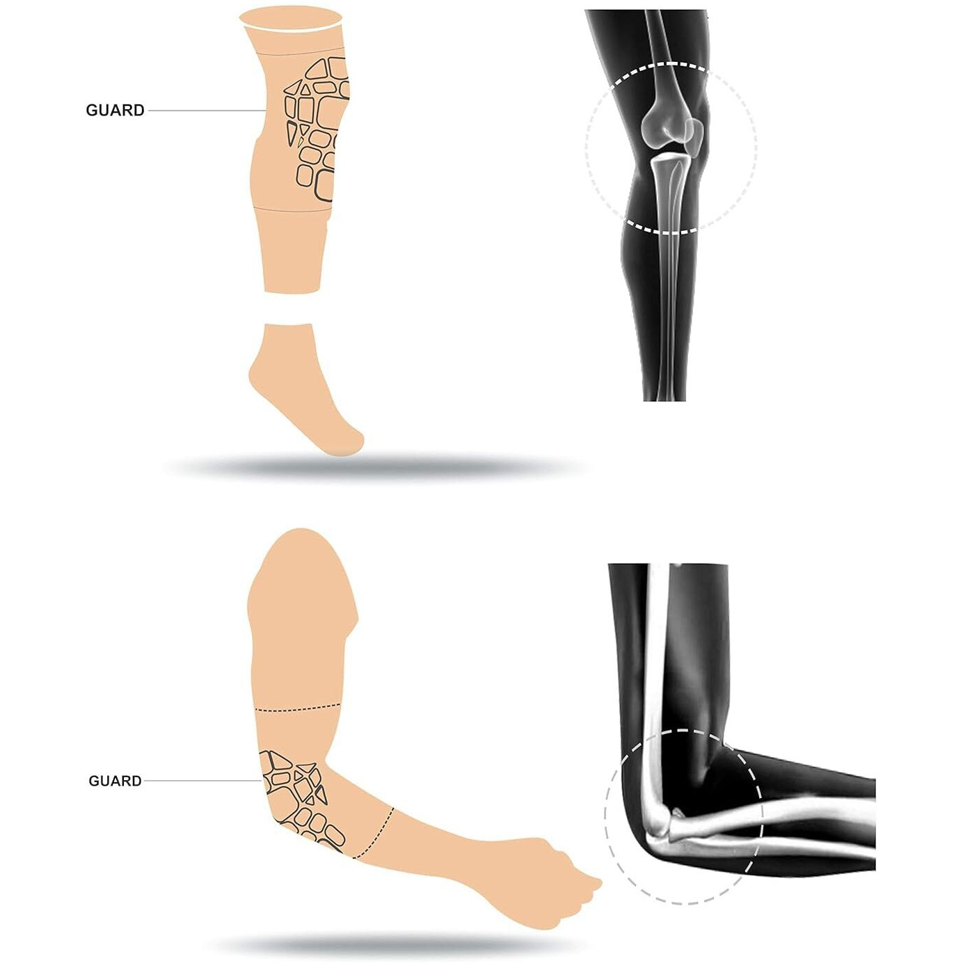 jaspo Protec-4 Safe Guards (Medium, Black) Knee and Elbow Guards Combo Includes 1 Pair of Each Designed for The Outdoor Sports, Dance, Cycling, Skating, Inline Skating, Skateboarding