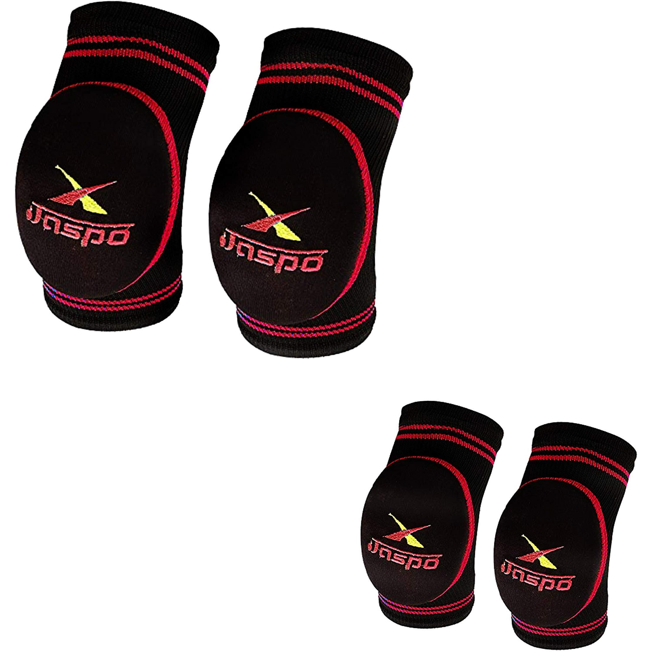 jaspo Protec-4 Foam Safe Guards for Knee, Elbow (Medium, red)
