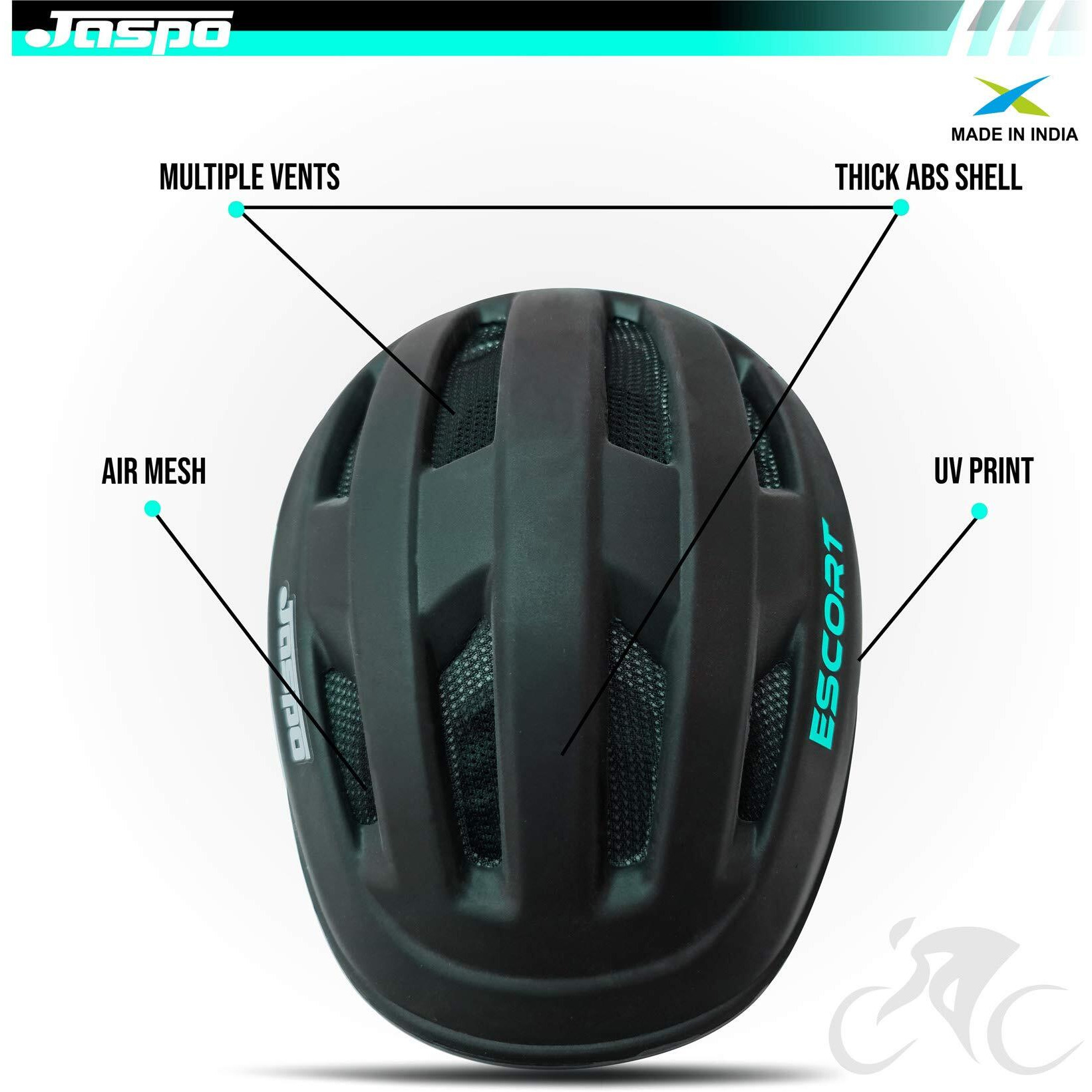 jaspo Multi Utility Sports Helmet for Cycling, Skating, Skateboarding (Turquoise, Small)