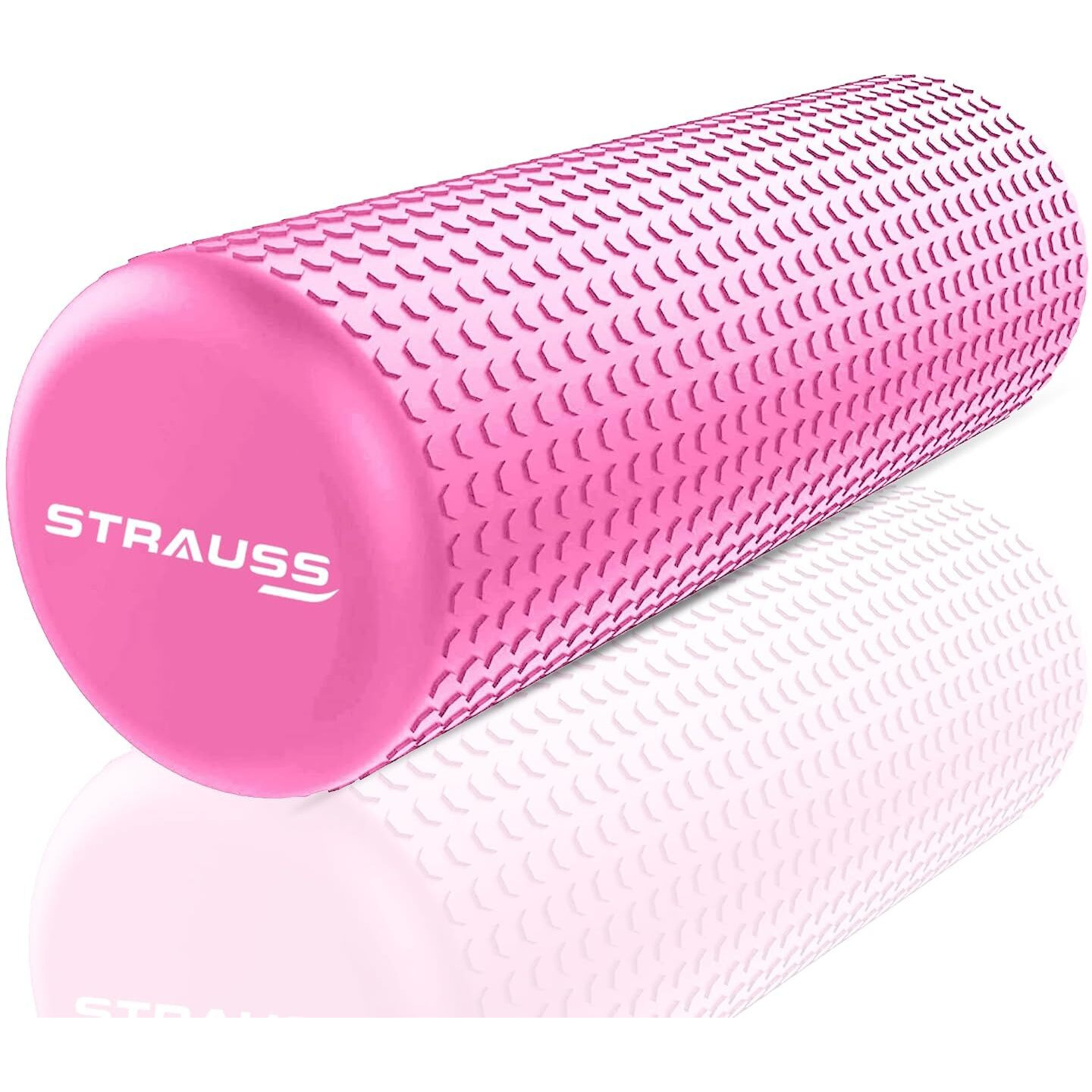 Strauss Yoga Foam Roller | Deep Tissue Massage Roller for Knee Exercise, Muscles Recovery & Physiotherapy | Home Gym Fitness Equipment for Full Body Relaxation and Flexibility | 30cm,(Pink)