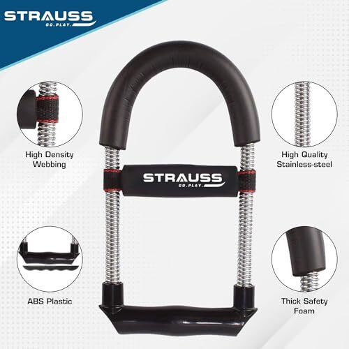 Strauss Wrist Forearm Strengthener |Improves Grip Strength |Arm Exercise Equipment for Forearm Workout |Adjustable Resistance |Hand and Wrist Strength Trainer|Ideal for Athletes, (Silver)