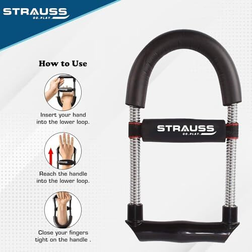 Strauss Wrist Forearm Strengthener |Improves Grip Strength |Arm Exercise Equipment for Forearm Workout |Adjustable Resistance |Hand and Wrist Strength Trainer|Ideal for Athletes, (Silver)