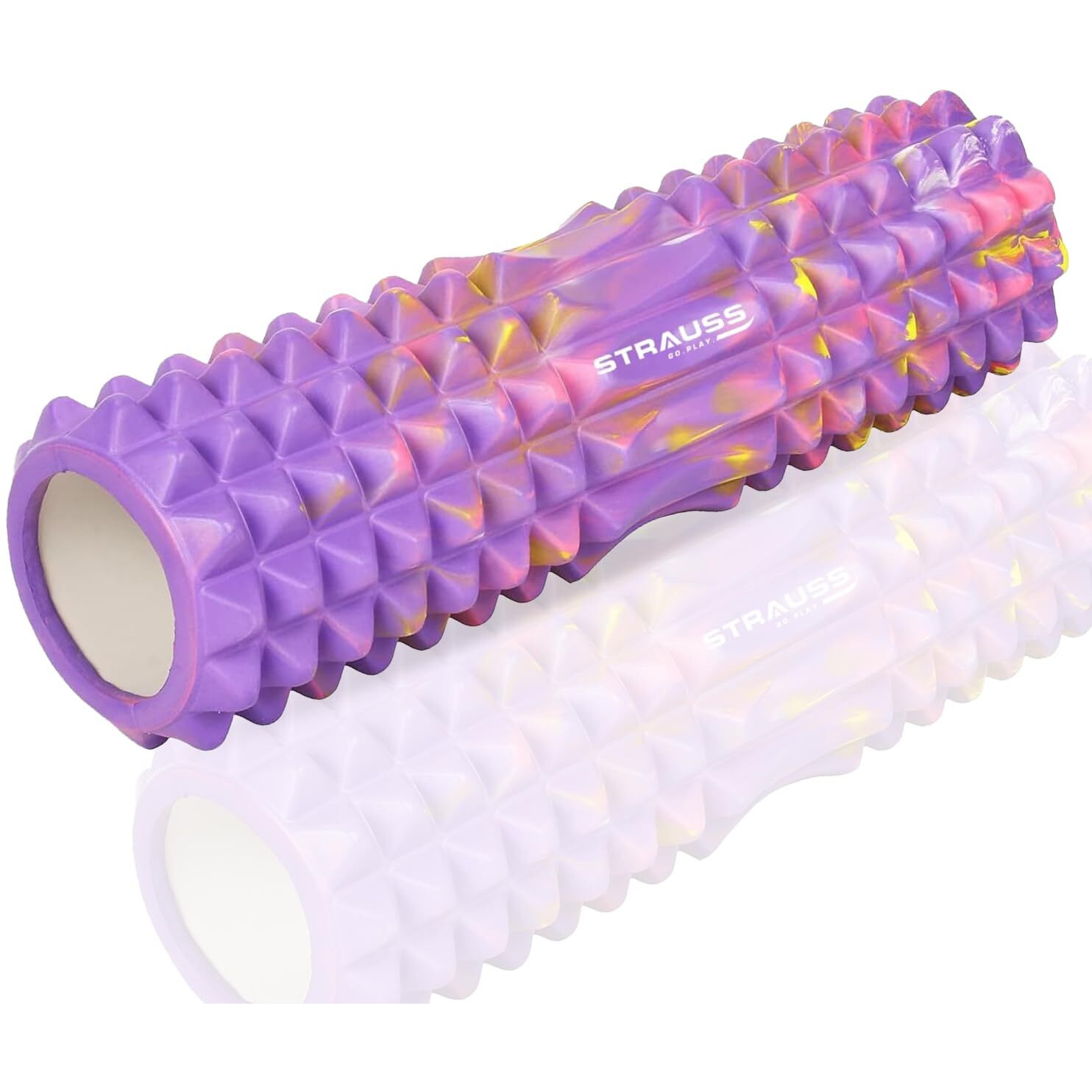 Strauss Grid Foam Roller | Eco-Friendly Spikes Foam Roller | Light Weight & Travel-Friendly Foam Roller for Relieve Muscle Tightness, Soreness & Inflammation,33 CM (Multicolor Purple)