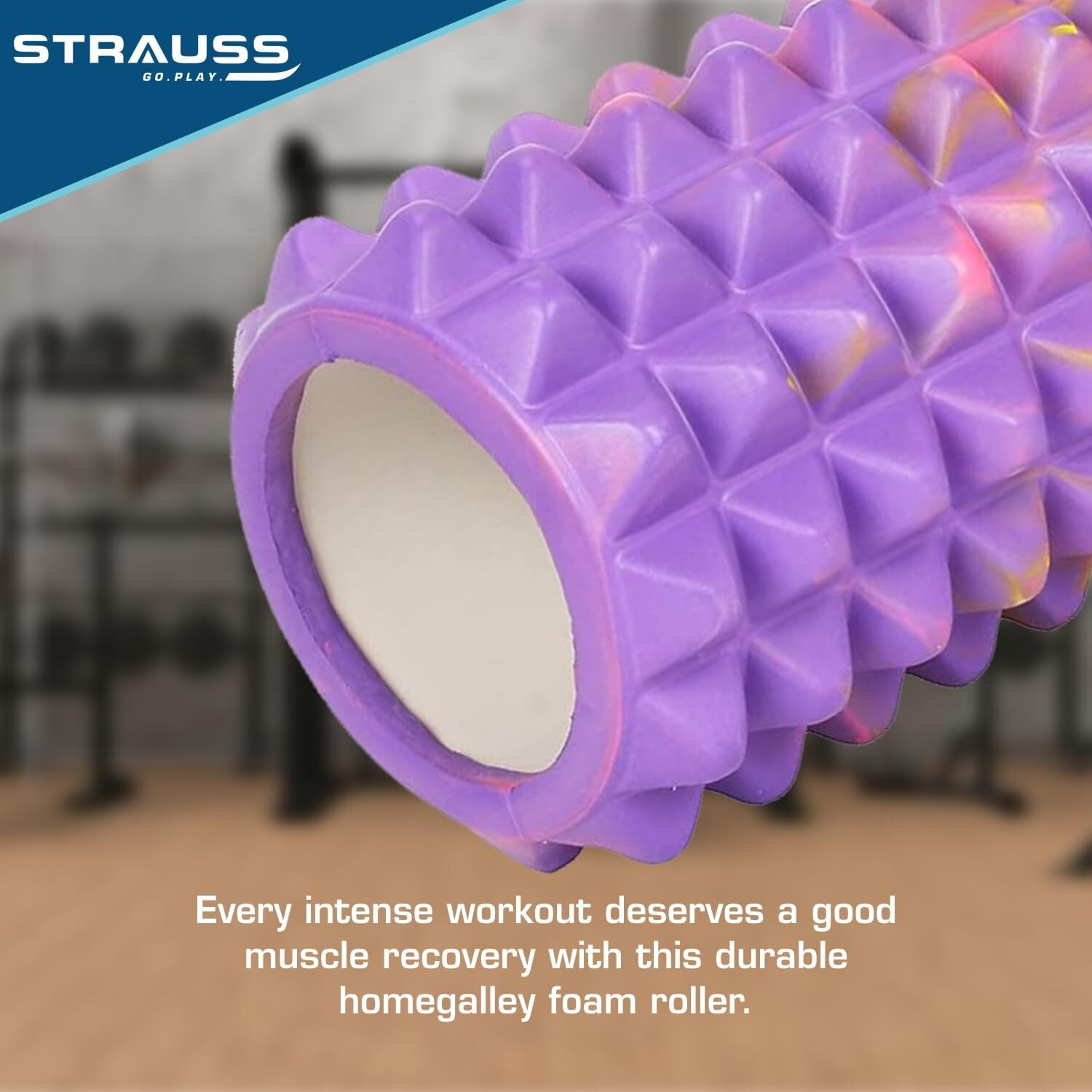 Strauss Grid Foam Roller | Eco-Friendly Spikes Foam Roller | Light Weight & Travel-Friendly Foam Roller for Relieve Muscle Tightness, Soreness & Inflammation,33 CM (Multicolor Purple)