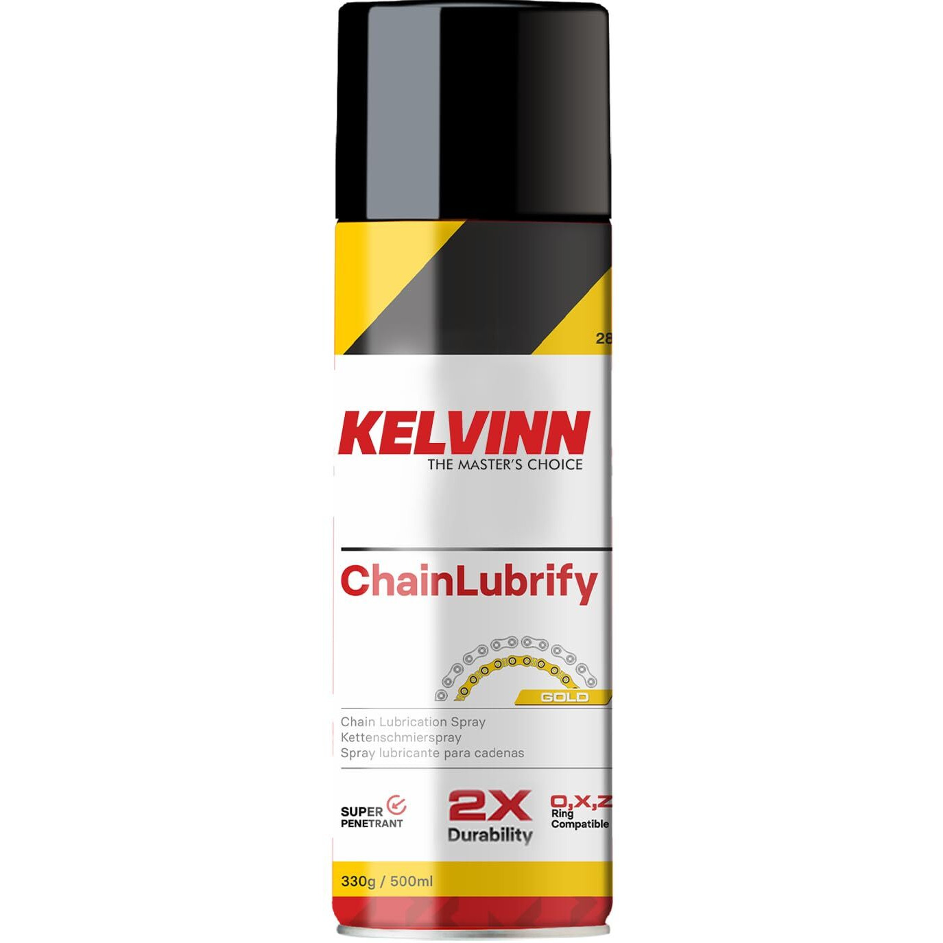 KELVINN Bike Chain Lube, 500ml Durable, Tear & Noise-Reducing Lubricant for Rain & Corrosion Protection | Prevents Sling-off & Chain Breakage | Ensures Extended Chain Life  Gold