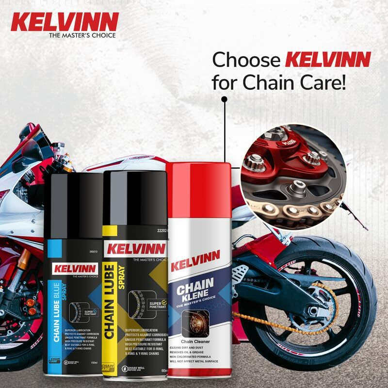 KELVINN Bike Chain Lube, 150ml- Tear & Noise-Reducing Lubricant for Rain & Corrosion Protection | Prevents Sling-off & Chain Breakage | Extends Chain Life  Gold