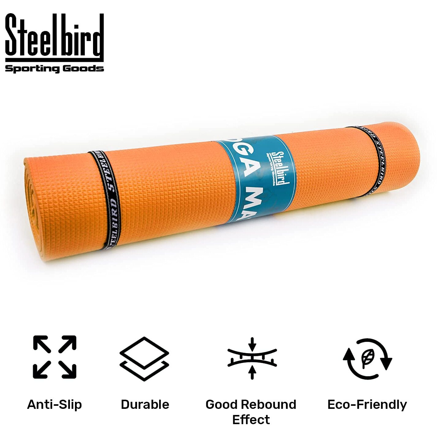 Steelbird Yoga Mat for Men and Women 6 x 2 Feet Wide Extra Thick Exercise Mat For Workout,Yoga,Fitness,Gym, Pilates And High-Density Anti-Tear Non-Slip Light Weight Mat (6mm Thickness)
