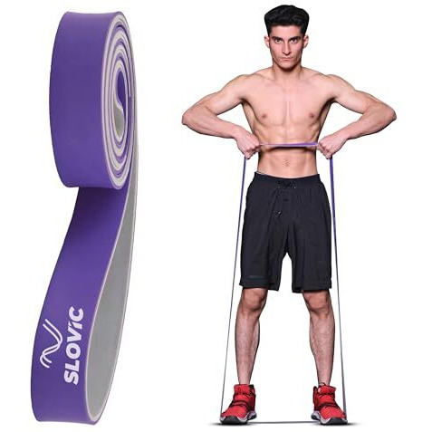 SLOVIC Dual Color Heavy Resistance Band (Purple & Grey) for Workout Set Exercise & Stretching Pull Up Bands for Home Exercise Toning Loop Bands for Gym Men & Women Resistance Bands (with Door Anchor)