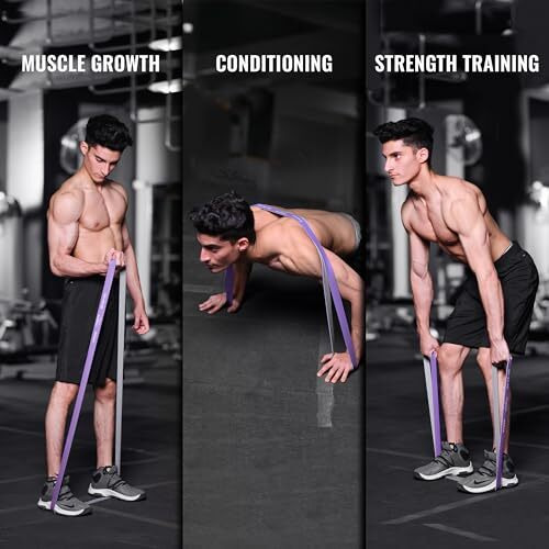 SLOVIC Dual Color Heavy Resistance Band (Purple & Grey) for Workout Set Exercise & Stretching Pull Up Bands for Home Exercise Toning Loop Bands for Gym Men & Women Resistance Bands (with Door Anchor)