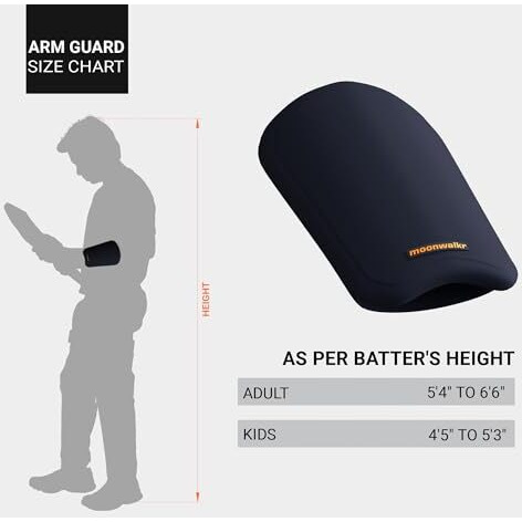 moonwalkr Cricket Arm Guard Premium Protective Gear for Batter s Height (4 5  - 5 3 ) Arm Guard Cricket for Men Cricket Accessories Lightweight & Comfortable Arm Guard for Safety (Blue, Youth)