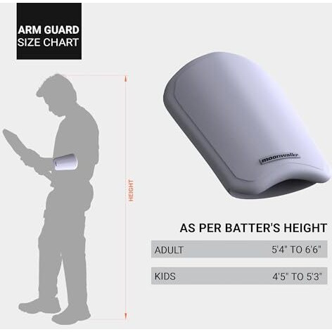 moonwalkr Cricket Arm Guard Premium Protective Gear for Batter s Height (4 5  - 5 3 ) Arm Guard Cricket for Men Cricket Accessories Lightweight & Comfortable Arm Guard for Safety (White, Youth)