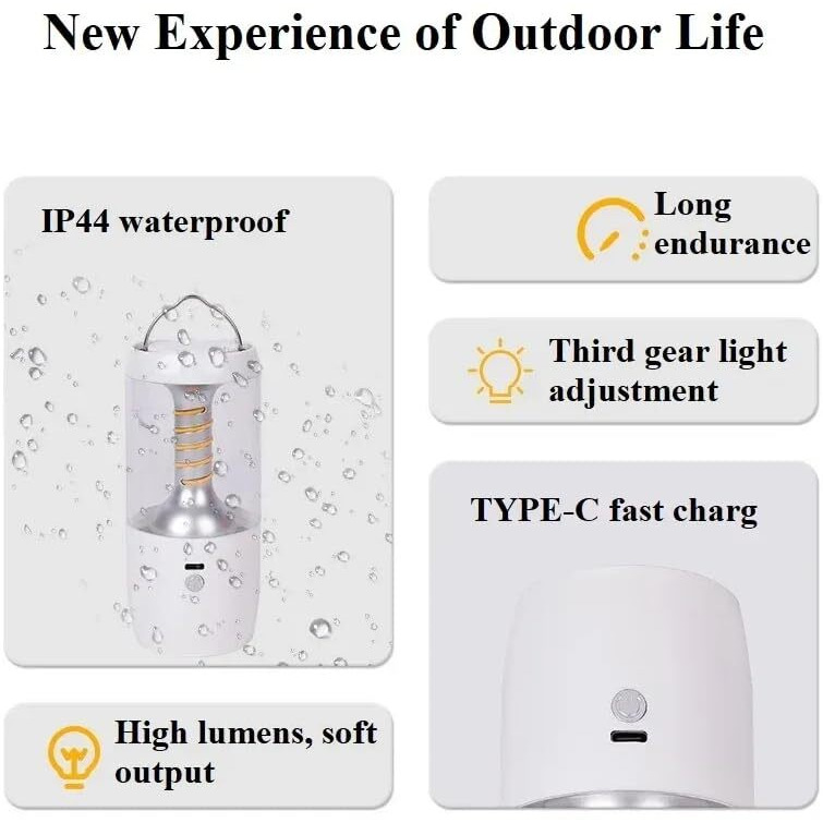 Multi-Functional Rechargeable LED Torch with Atmospheres Lantern Lights - Portable Dual Mode Emergency Torch Lights and Rapid Flash Light (White)