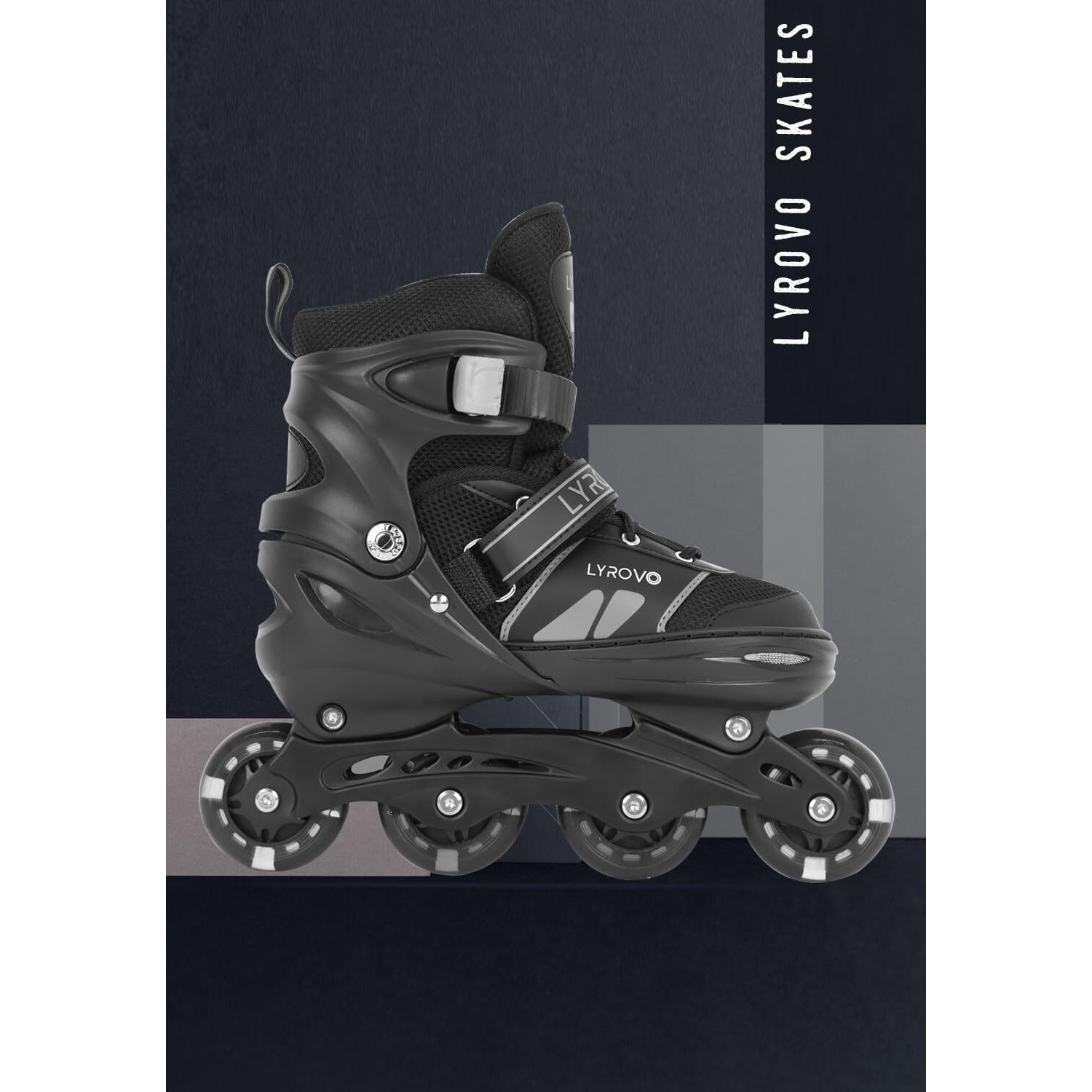 Lyrovo Aluminium Inline Skates shoes (M, Grey)