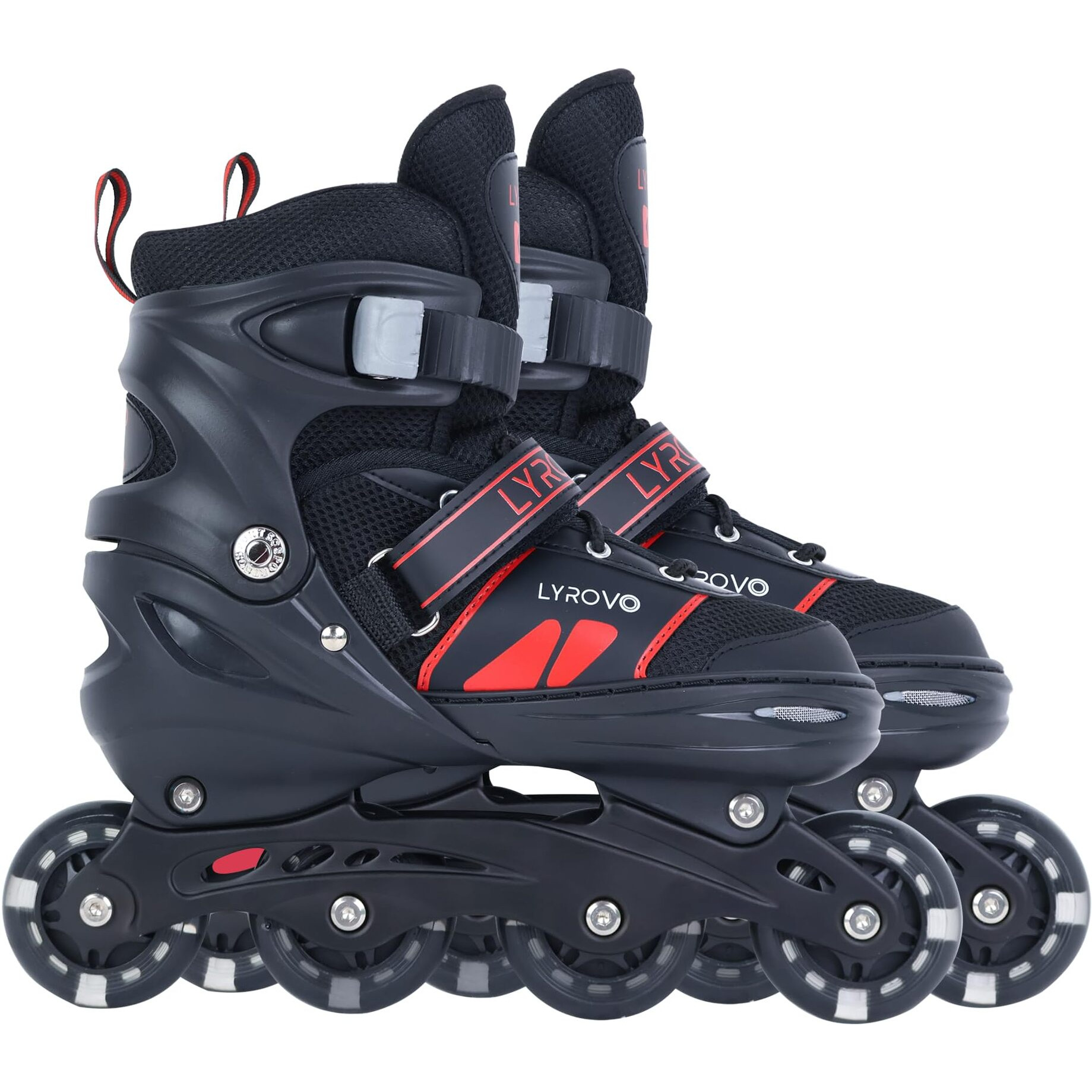 Lyrovo Kids Aluminium Inline Skates Shoes (S, Red)