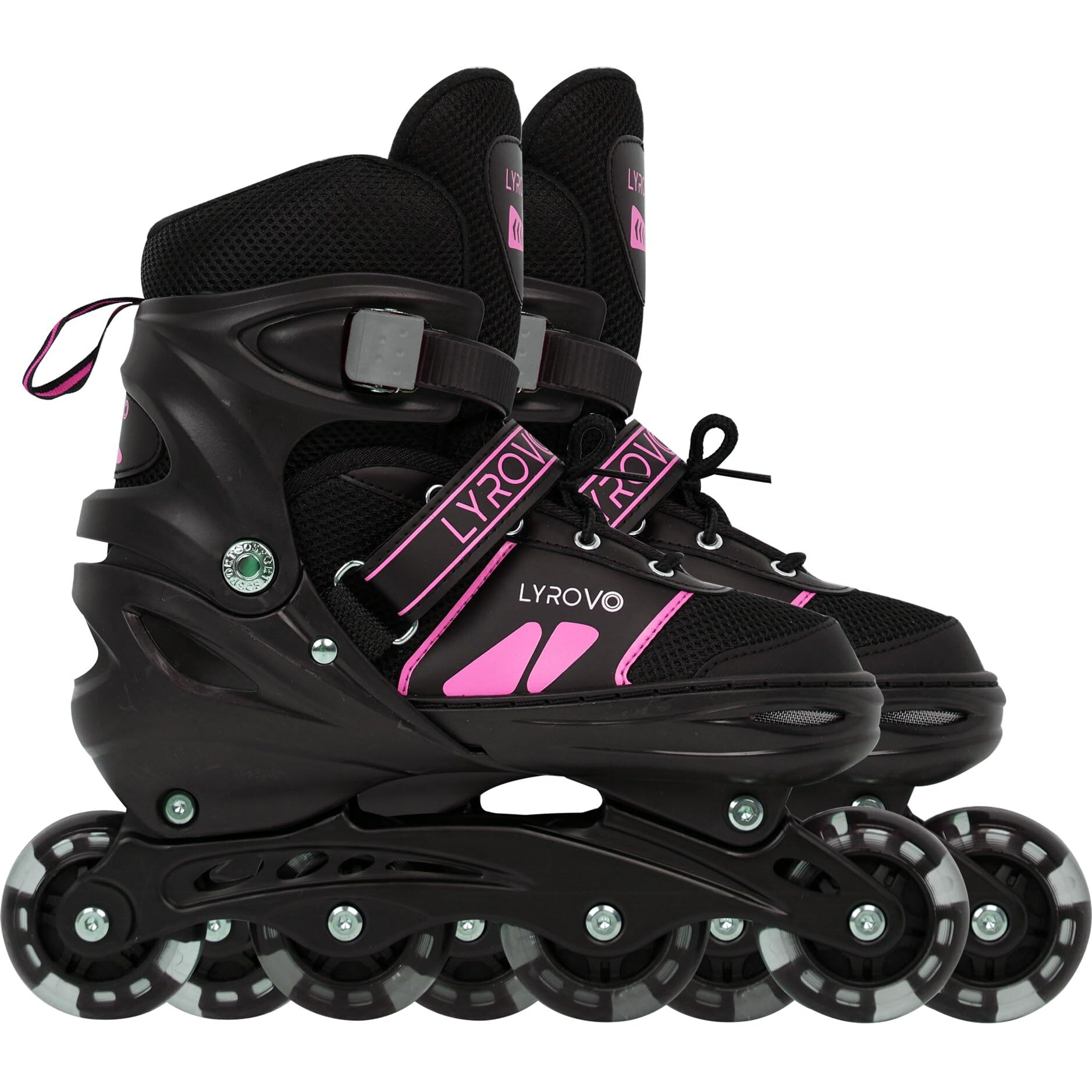Lyrovo Kids Aluminium Inline Skates Shoes With Carry Bag (S, Pink)