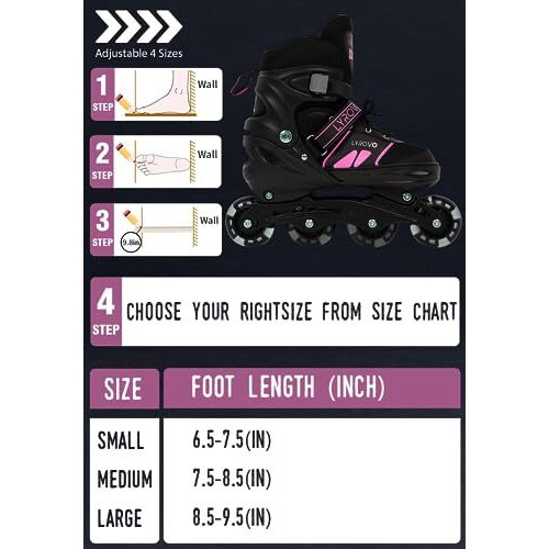 Lyrovo Aluminium Inline Skates shoes (M, Pink)