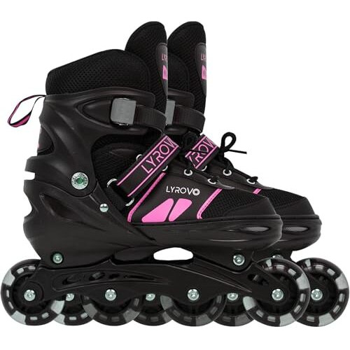 Lyrovo Aluminium Inline Skates shoes (L, Pink)