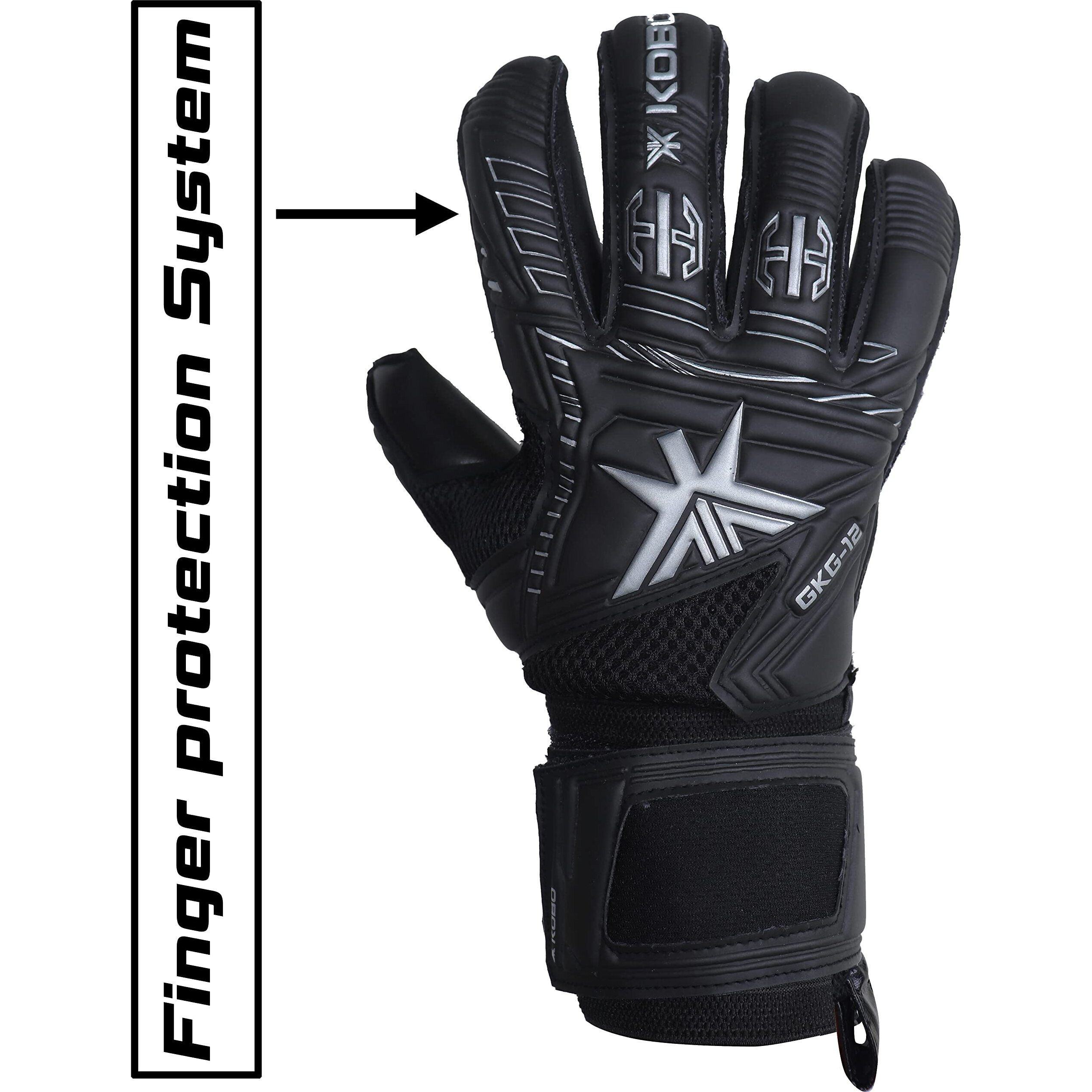 Kobo Gripper 9.5 Latex Football Goal Keeper Gloves (Black)
