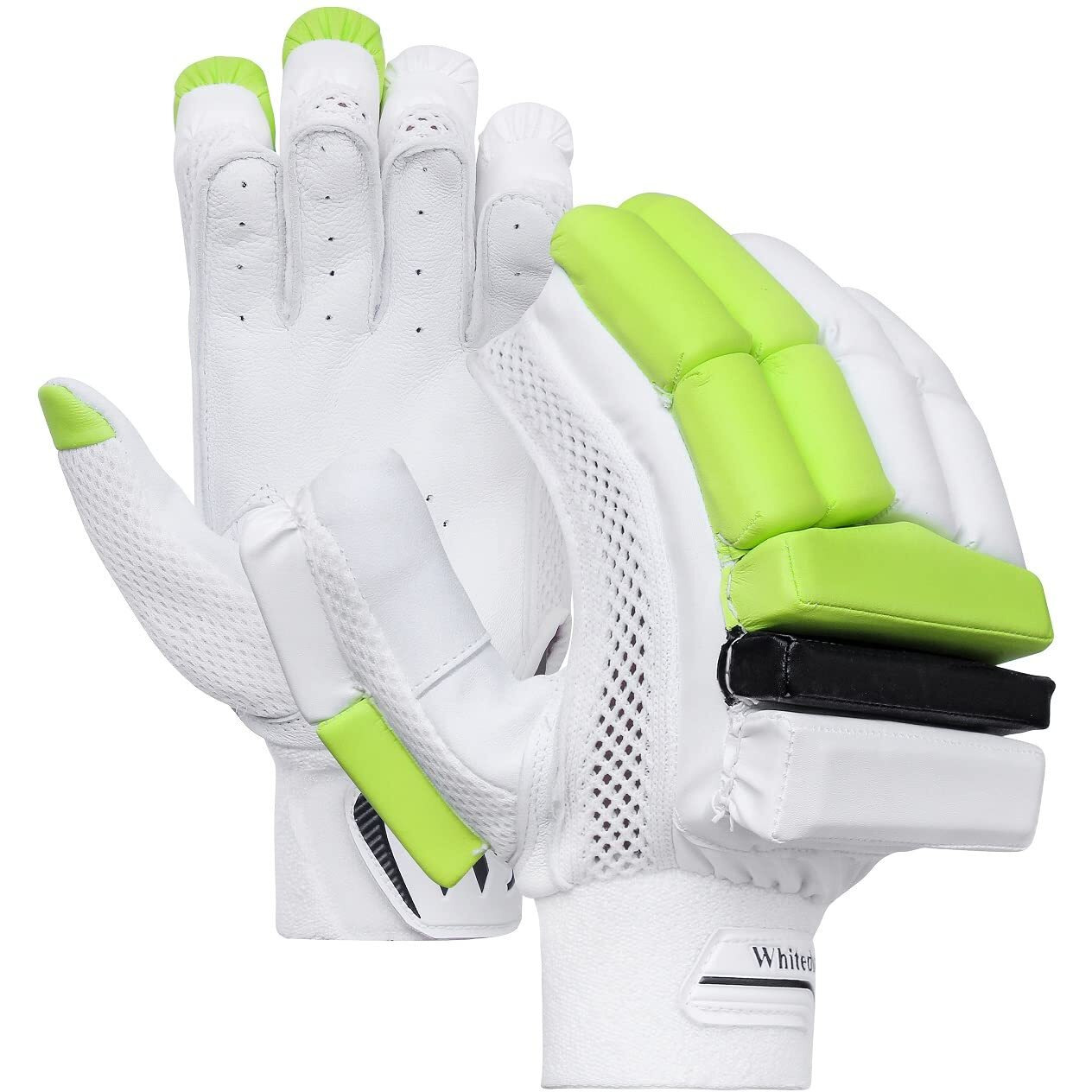WHITEDOT SPORTS Whitedot Pu Astral Cricket Batting Gloves, White, Suitalble For Mens Right Hand, Large