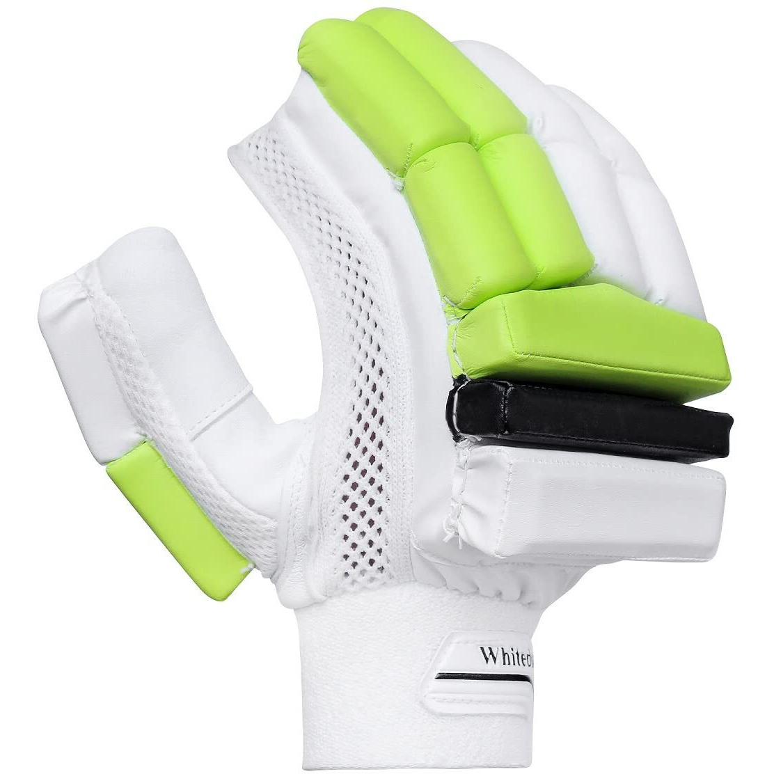 WHITEDOT SPORTS Whitedot Pu Astral Cricket Batting Gloves, White, Suitalble For Mens Right Hand, Large
