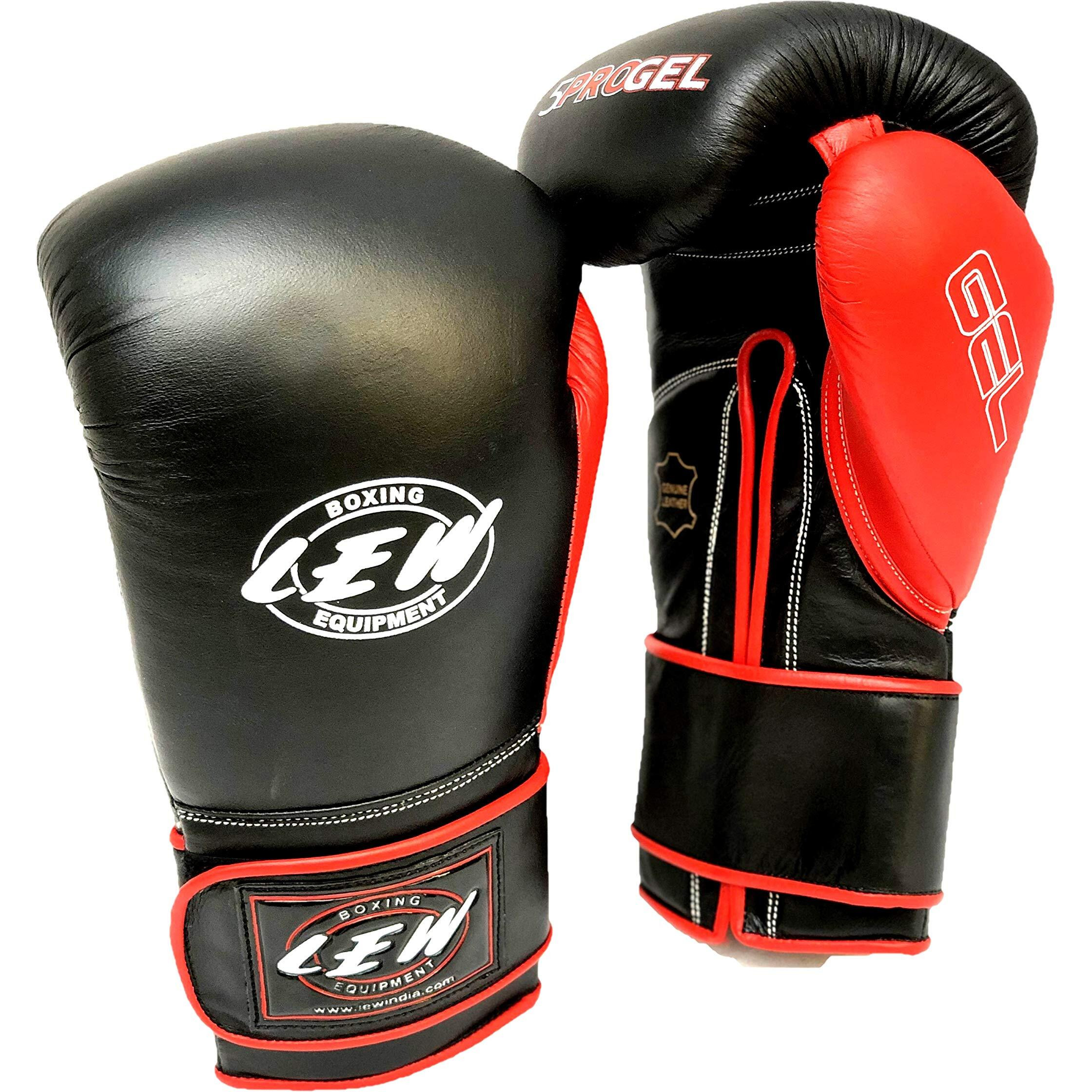 LEW Black Red Gel Sparring Gloves (Black Red, 16 OZ)