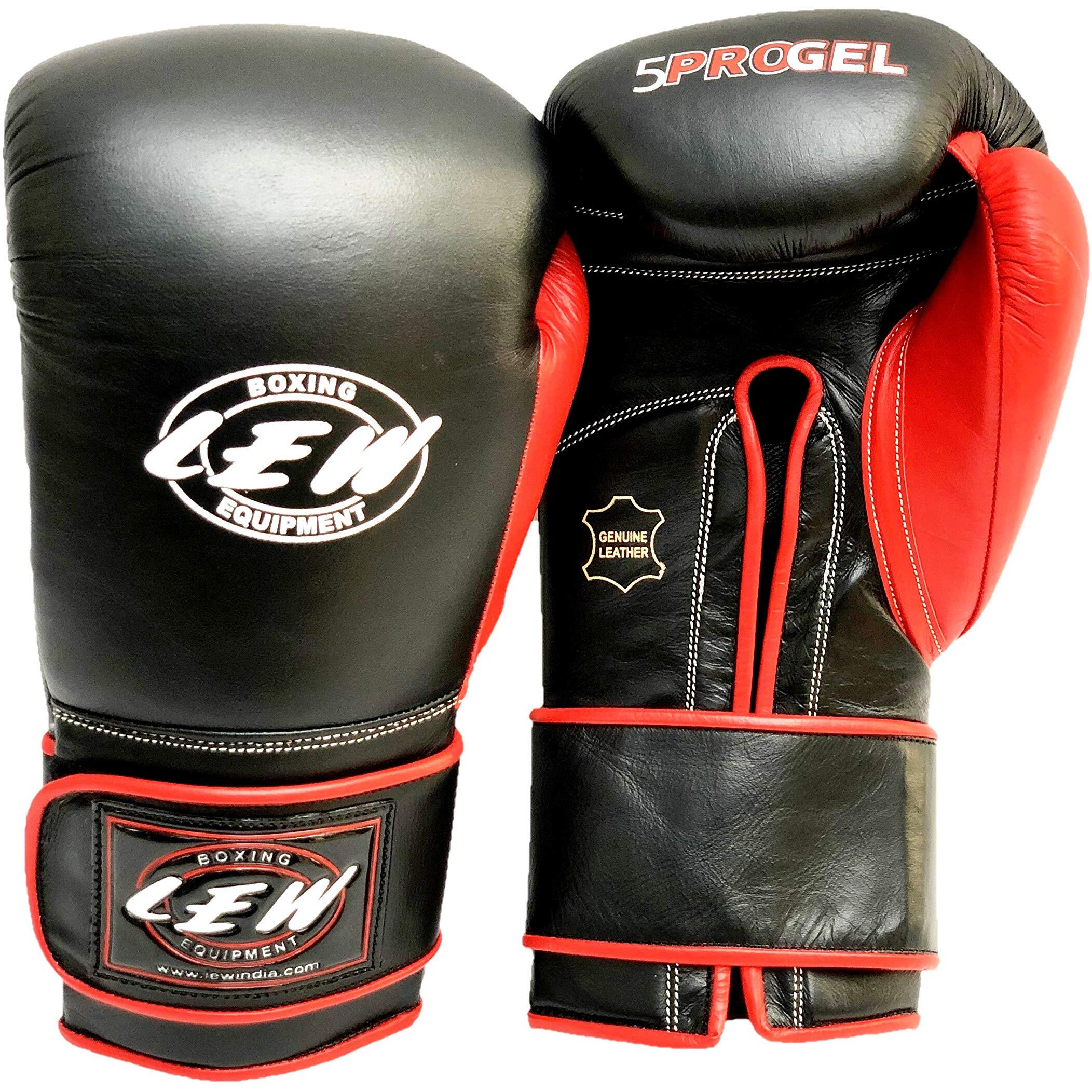 LEW Black Red Gel Sparring Gloves (Black Red, 16 OZ)