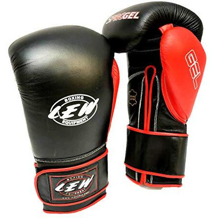 LEW Black Red Gel Sparring Gloves (Black Red, 12 OZ)