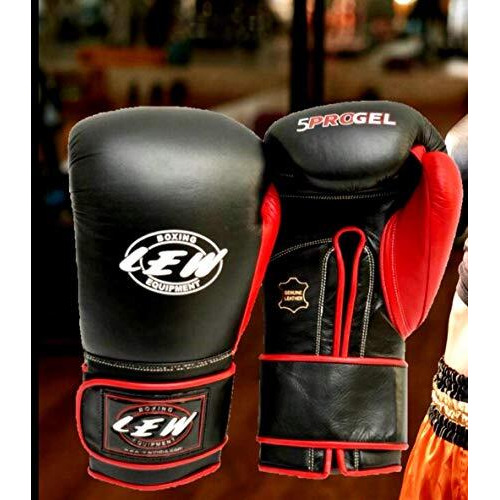 LEW Black Red Gel Sparring Gloves (Black Red, 12 OZ)