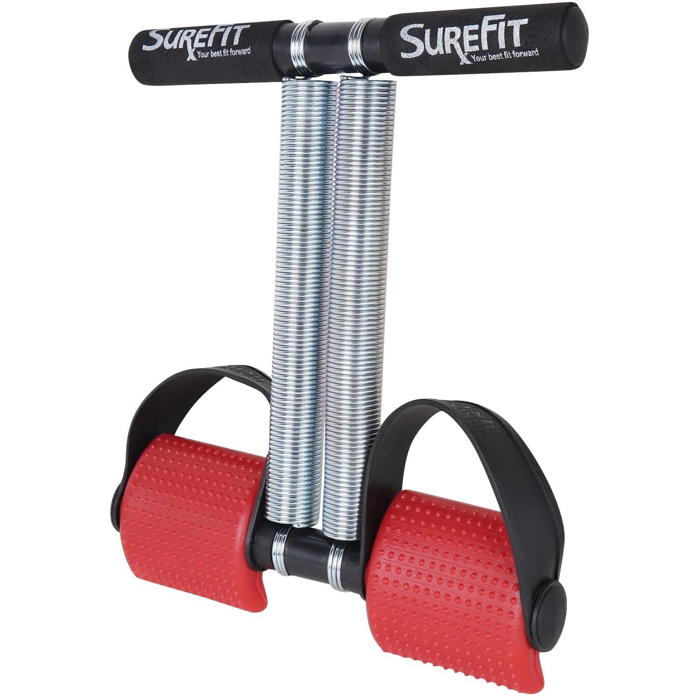 SUREFIT Tummy Trimmer Double Spring For Men & Women - Ab Exercise Equipement, Abdominal Workout For Home & Gym Use - Stomach, Abs, Belly Exercise-Red