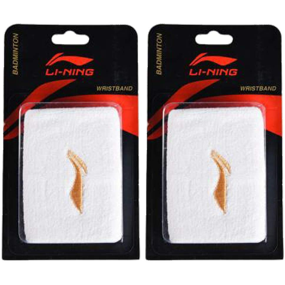 Li-Ning Wrist Band for Badminton Tennis Players, Set of 2 -White