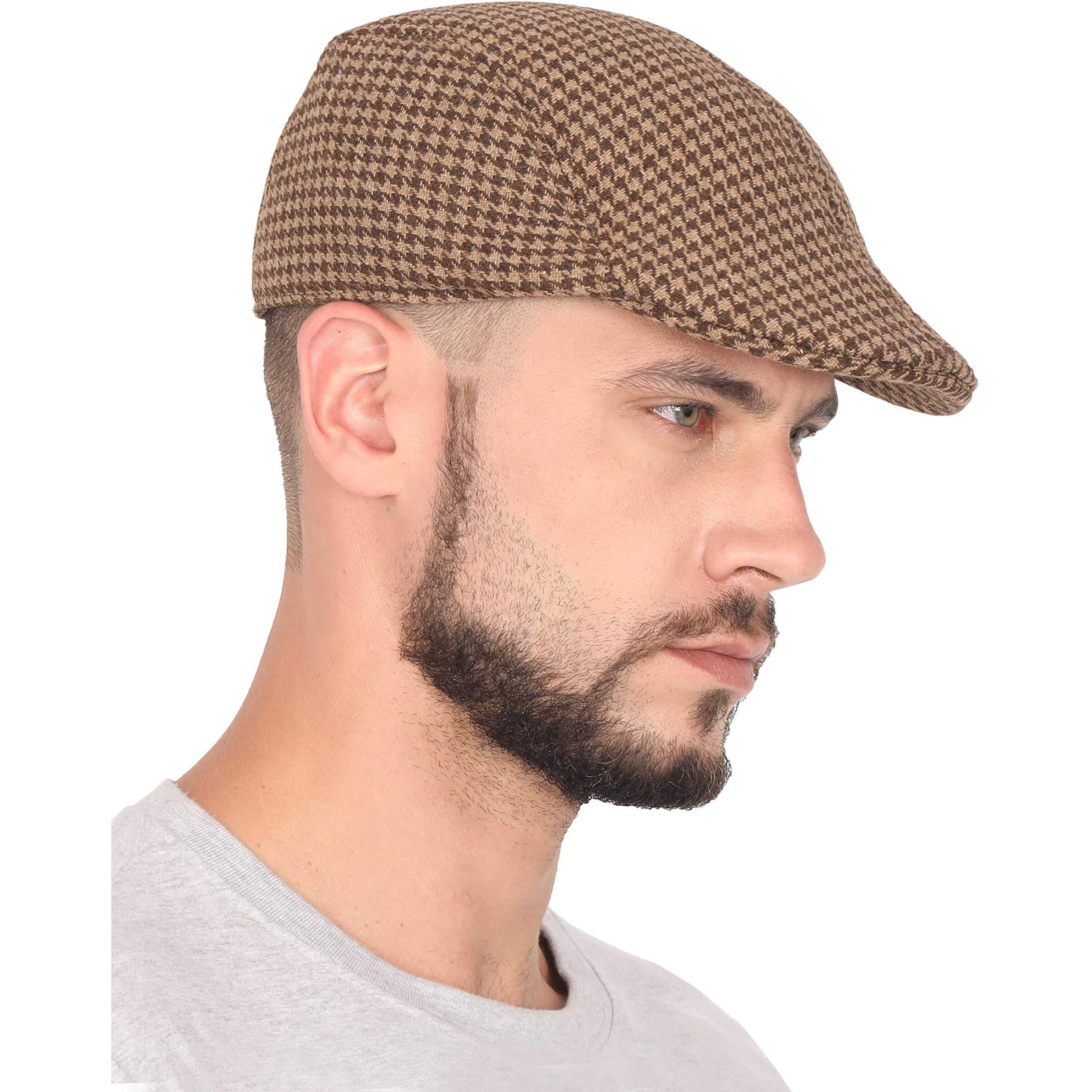 FabSeasons Checkered Polyester Golf Flat Cap Brown